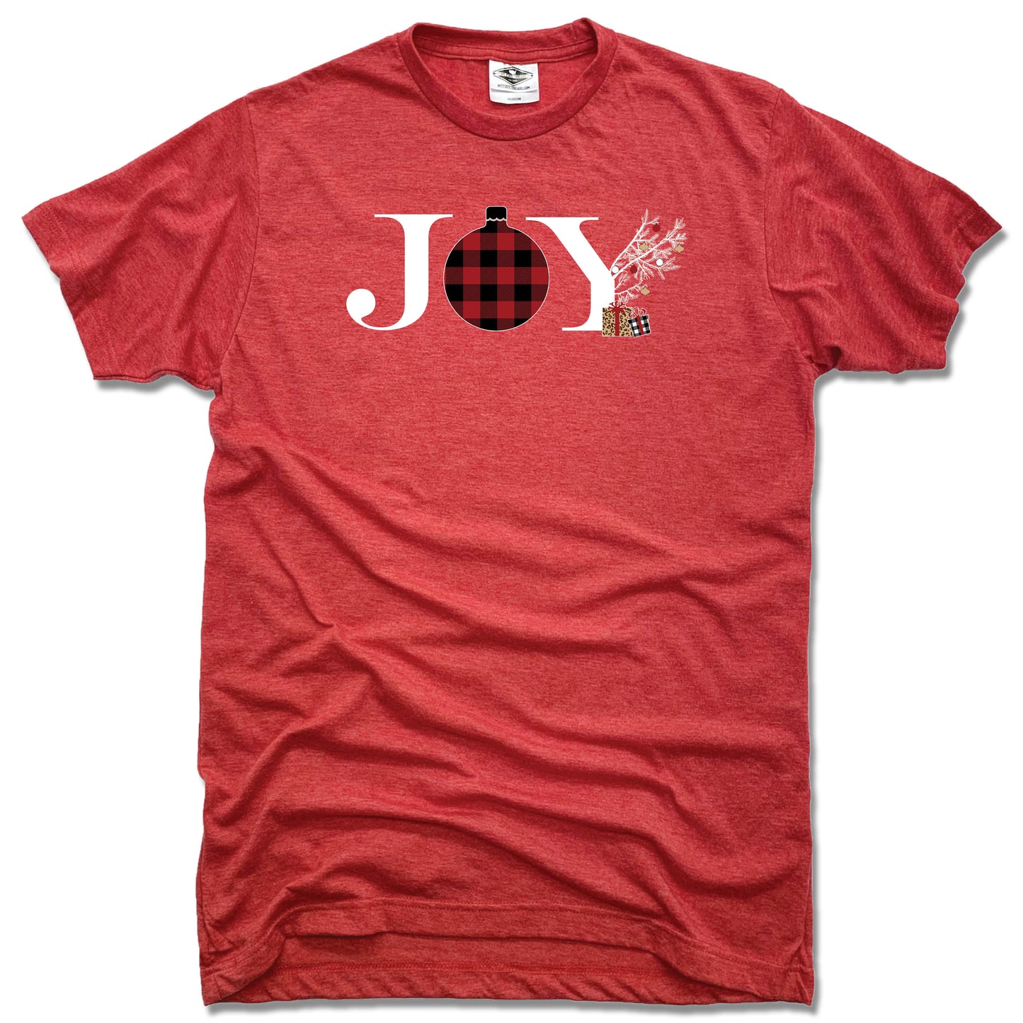 JOY | UNISEX RED TEE | FLANNEL ORNAMENT