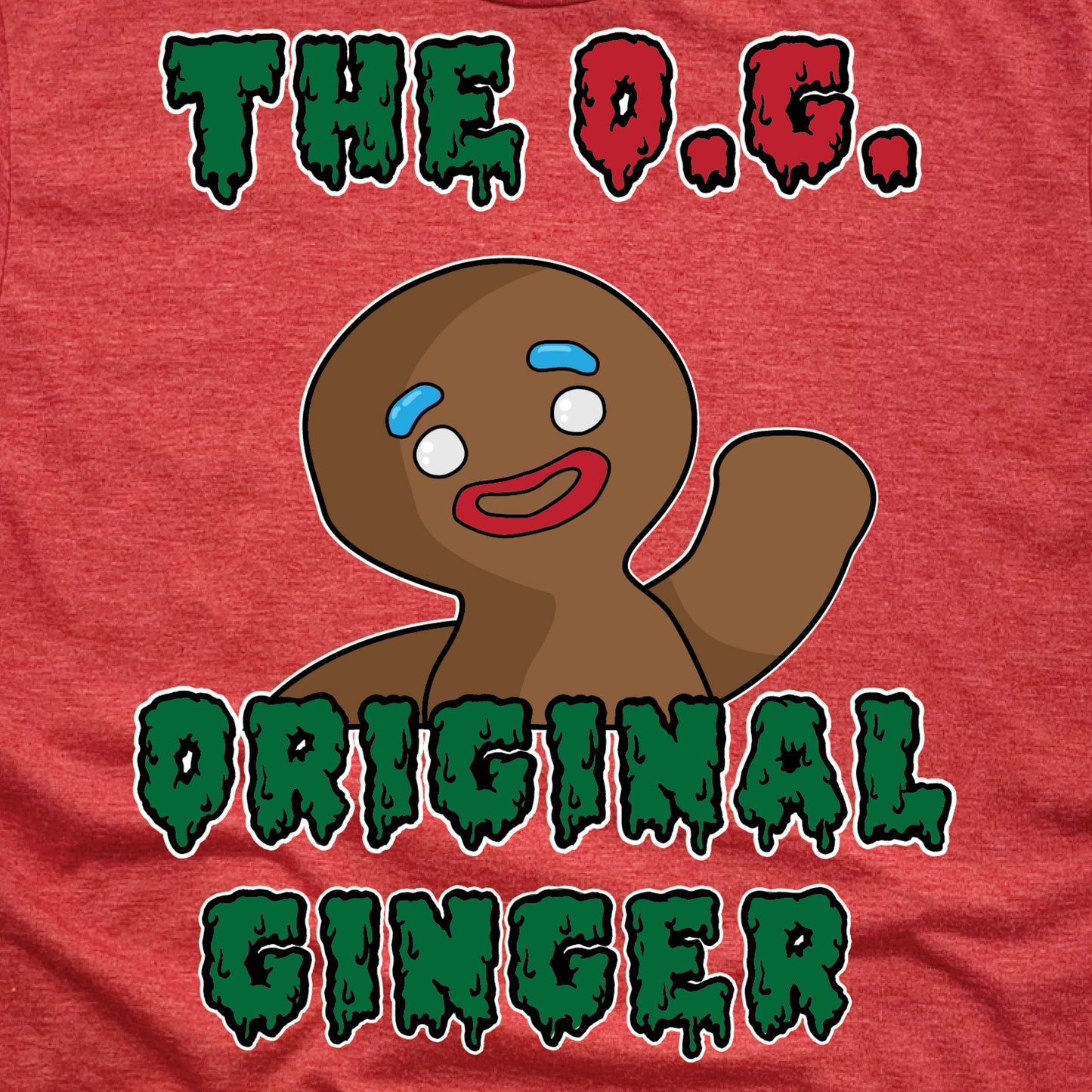 O.G. | LADIES RED V-NECK | GINGERBREAD MAN