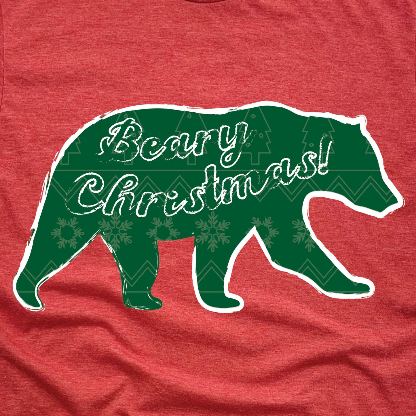 BEAR | LADIES RED V-NECK | BEARY CHRISTMAS