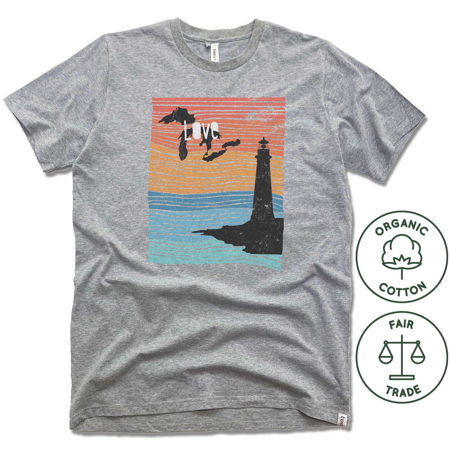 GREAT LAKES | FREESET UNISEX TEE | LOVE LINE ART