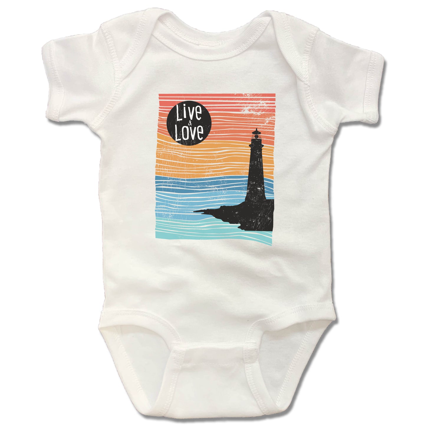 LIGHTHOUSE | WHITE ONESIE | LIVE AND LOVE LINE ART