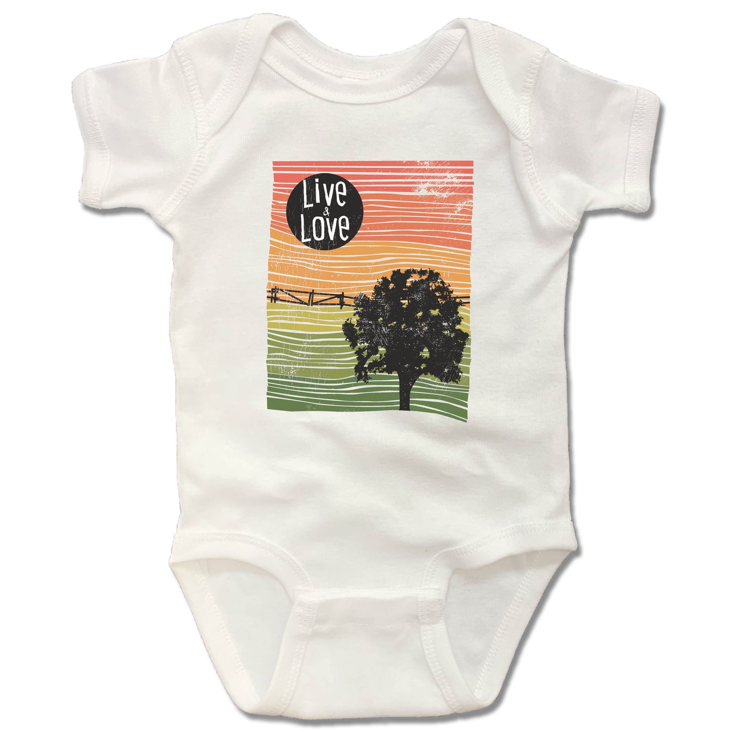 BEAUTIFUL LAND | WHITE ONESIE | LIVE AND LOVE LINE ART