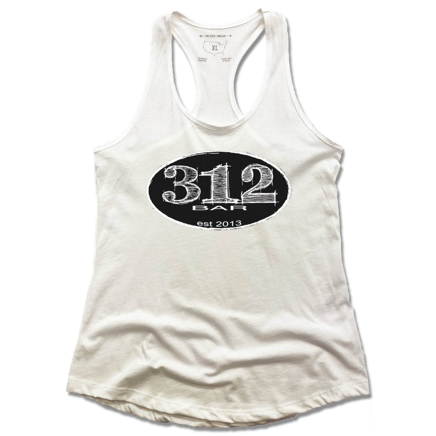 312 Bar | LADIES WHITE TANK | BLACK LOGO