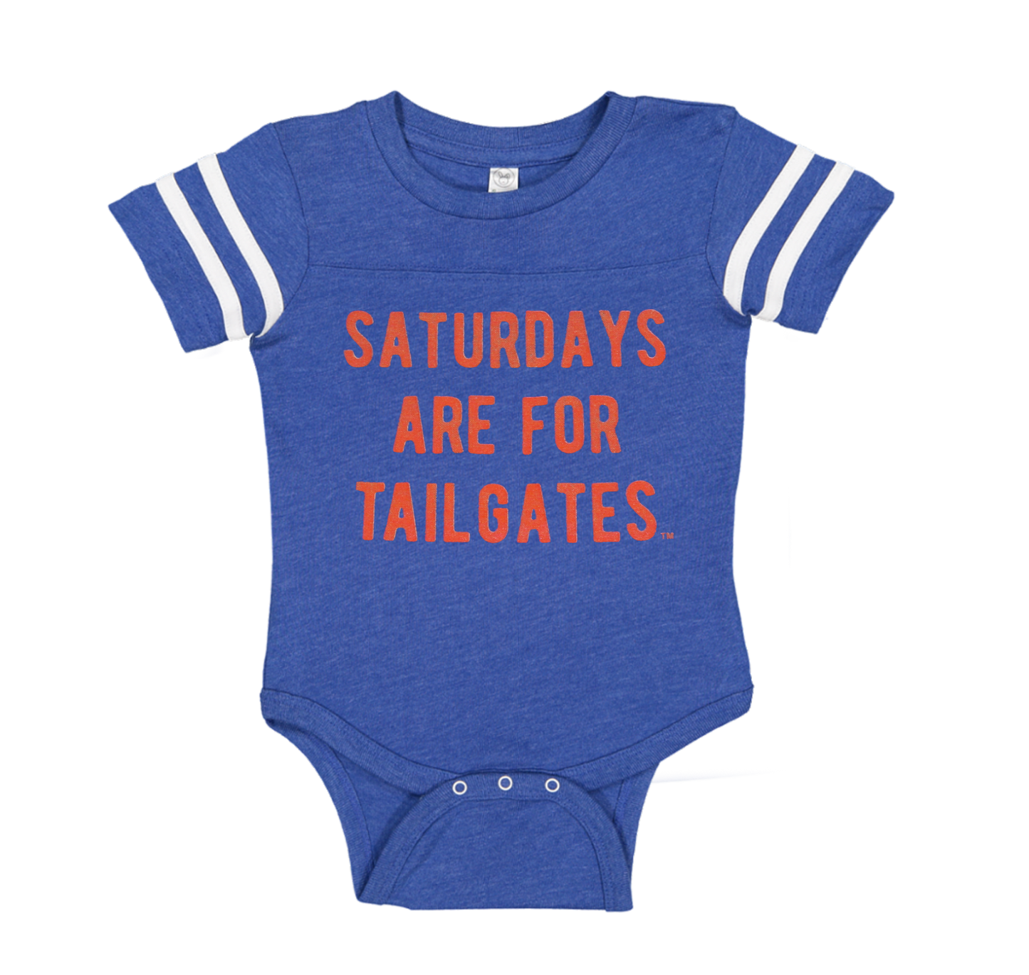 FOOTBALL | BLUE ONESIE | SATURDAYS ARE FOR TAILGATES | ORANGE