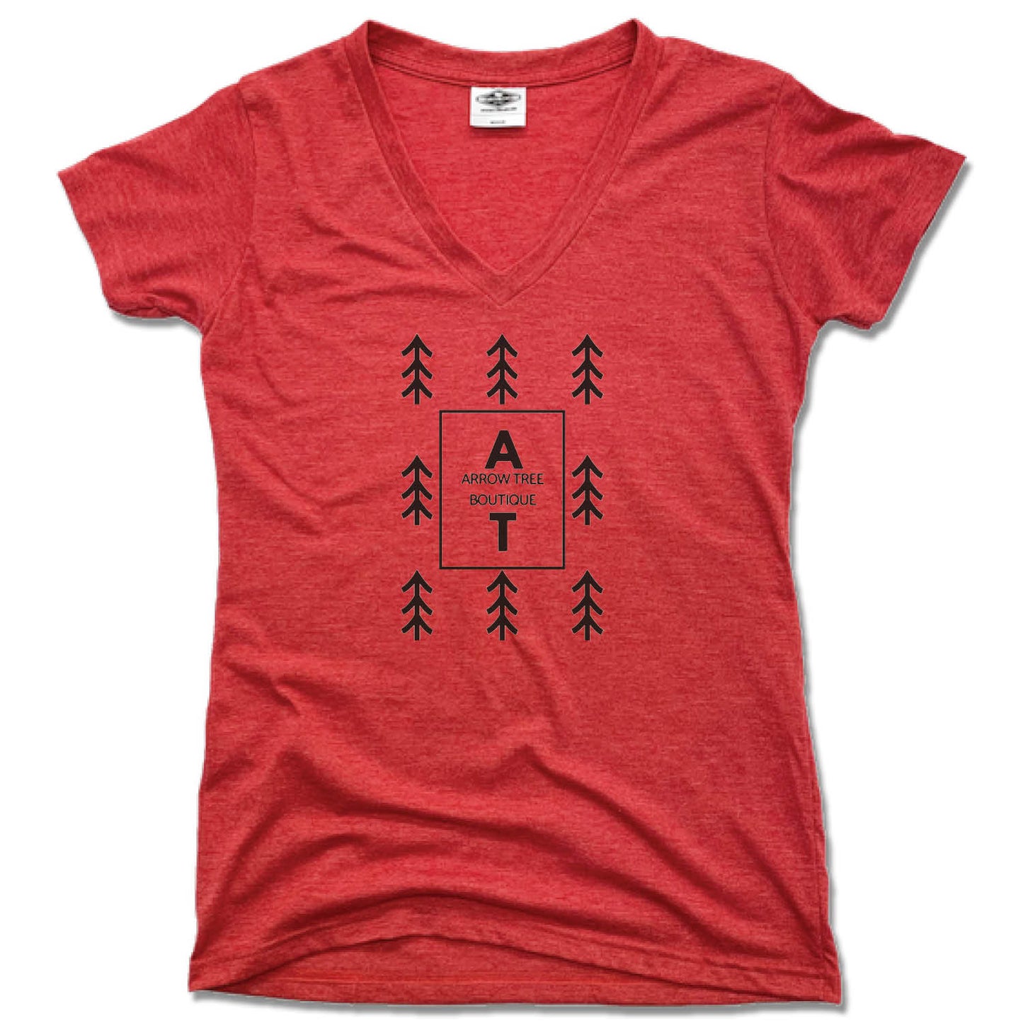 ARROW TREE | LADIES RED V-NECK | BLACK LOGO