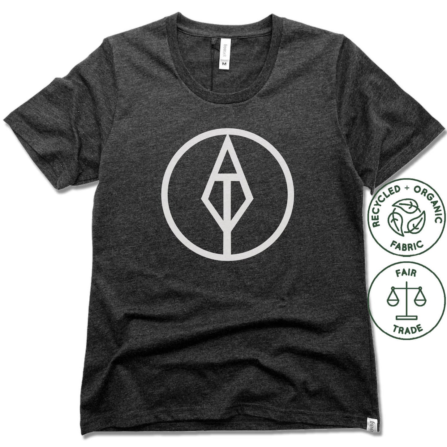 AIM TRUE YOGA | FAIRTRADE FREESET BLACK LADIES TEE | WHITE LOGO