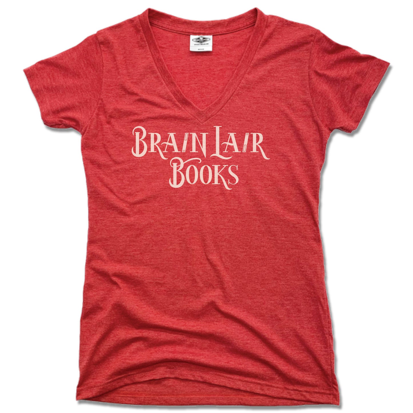 BRAIN LAIR BOOKS | LADIES RED V-NECK | LOGO