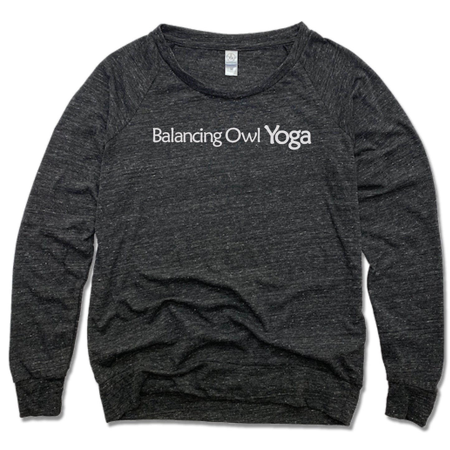 BALANCING OWL YOGA | LADIES SLOUCHY | WHITE LOGO