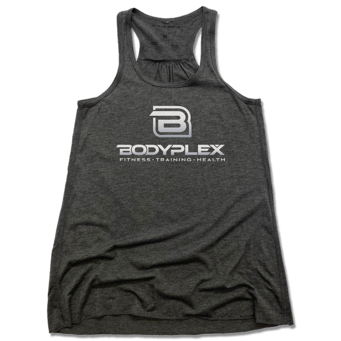 BODYPLEX | LADIES GRAY FLOWY TANK | SILVER LOGO