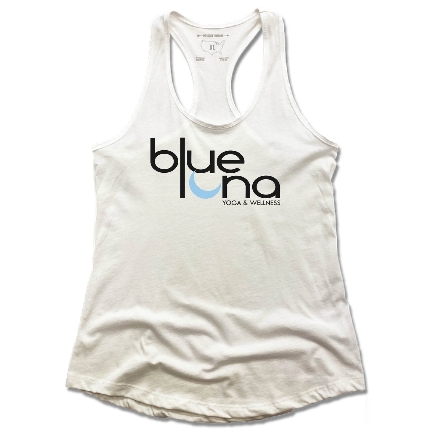 Blue Luna Yoga & Wellness | LADIES WHITE TANK | LOGO