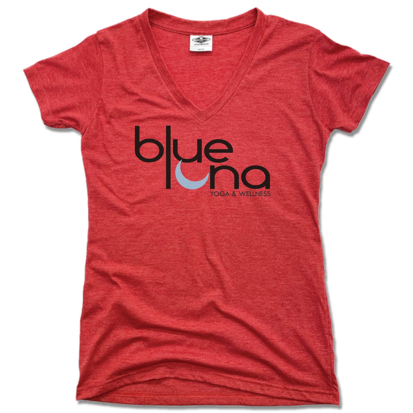 Blue Luna Yoga & Wellness | LADIES RED V-NECK | LOGO