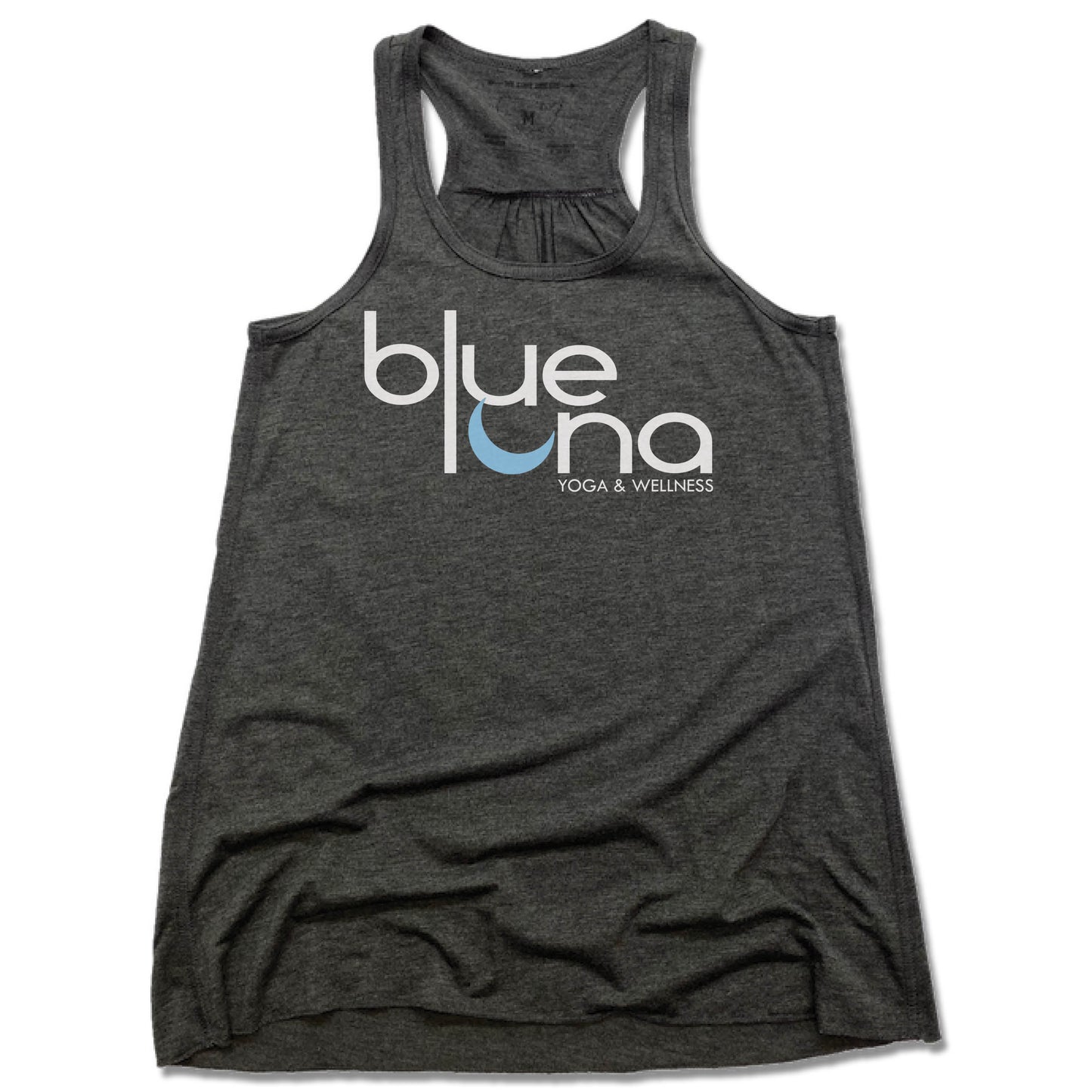 Blue Luna Yoga & Wellness | LADIES GRAY FLOWY TANK | LOGO