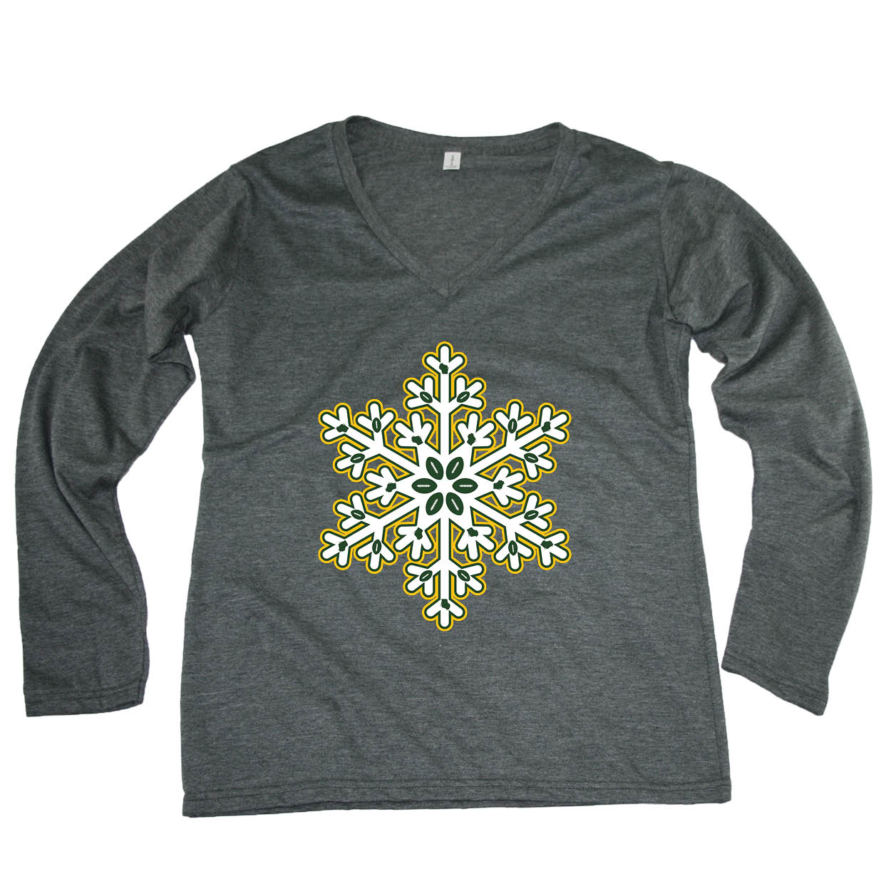 WISCONSIN LADIES' LONG SLEEVE TEE | SNOWFLAKE | GREEN/GOLD