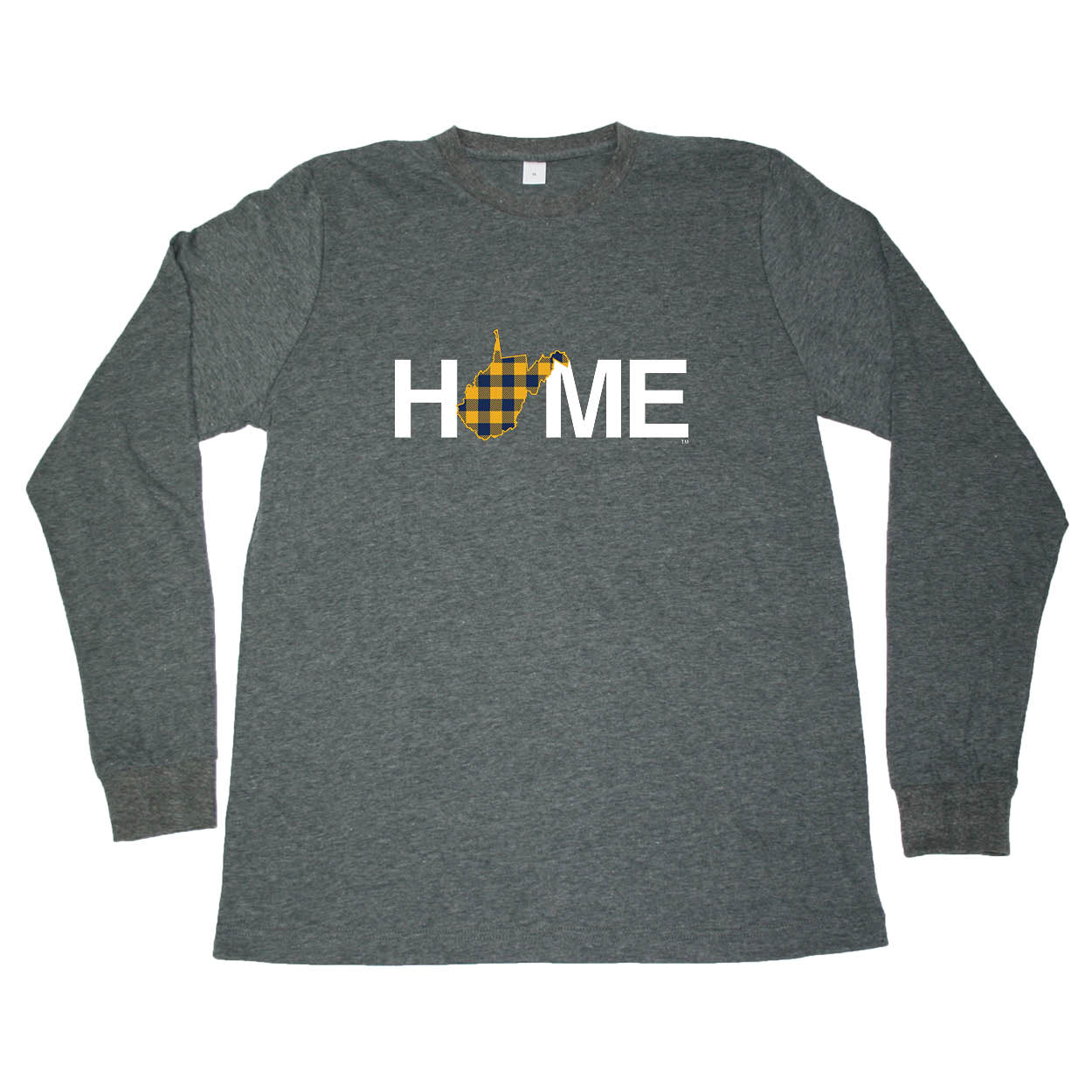 WEST VIRGINIA LONG SLEEVE TEE | HOME | PLAID NAVY/GOLD - My State Threads