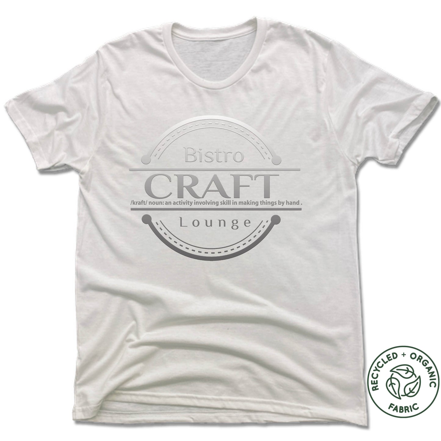 CRAFT BISTRO | UNISEX WHITE Recycled Tri-Blend | SILVER LOGO - My State Threads