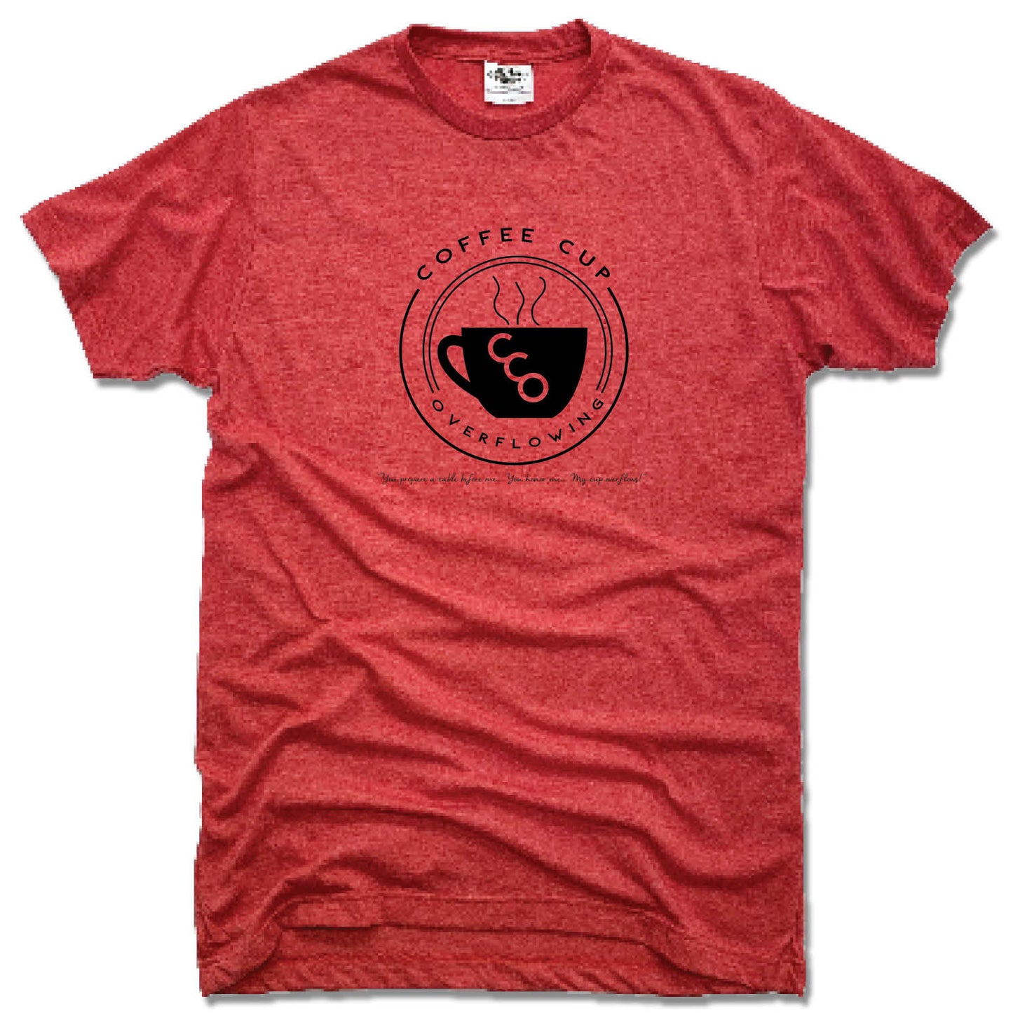 COFFEE CUP OVERFLOWING | UNISEX RED TEE | LOGO - My State Threads