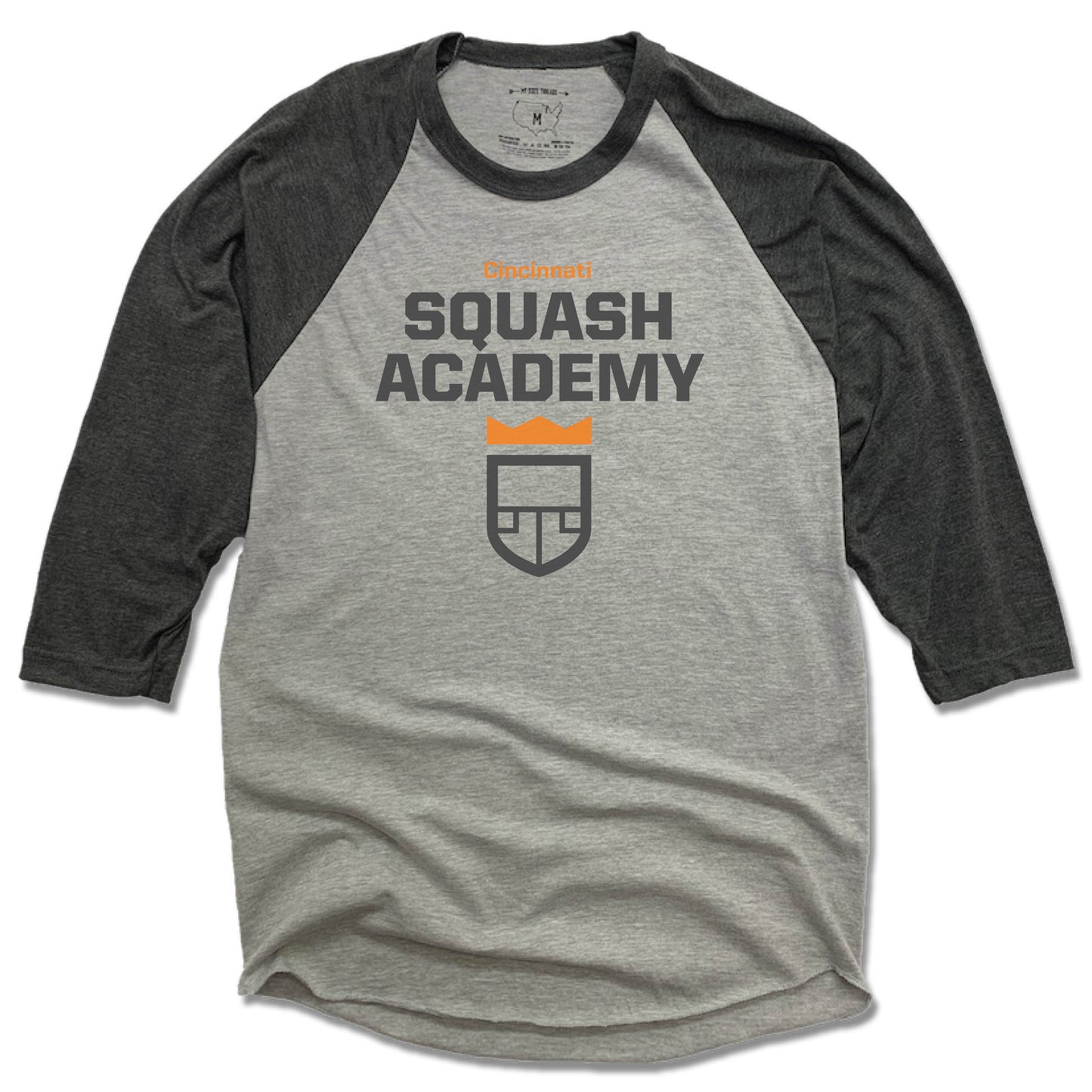 CINCINNATI SQUASH ACADEMY | GRAY 3/4 SLEEVE | COLOR LOGO
