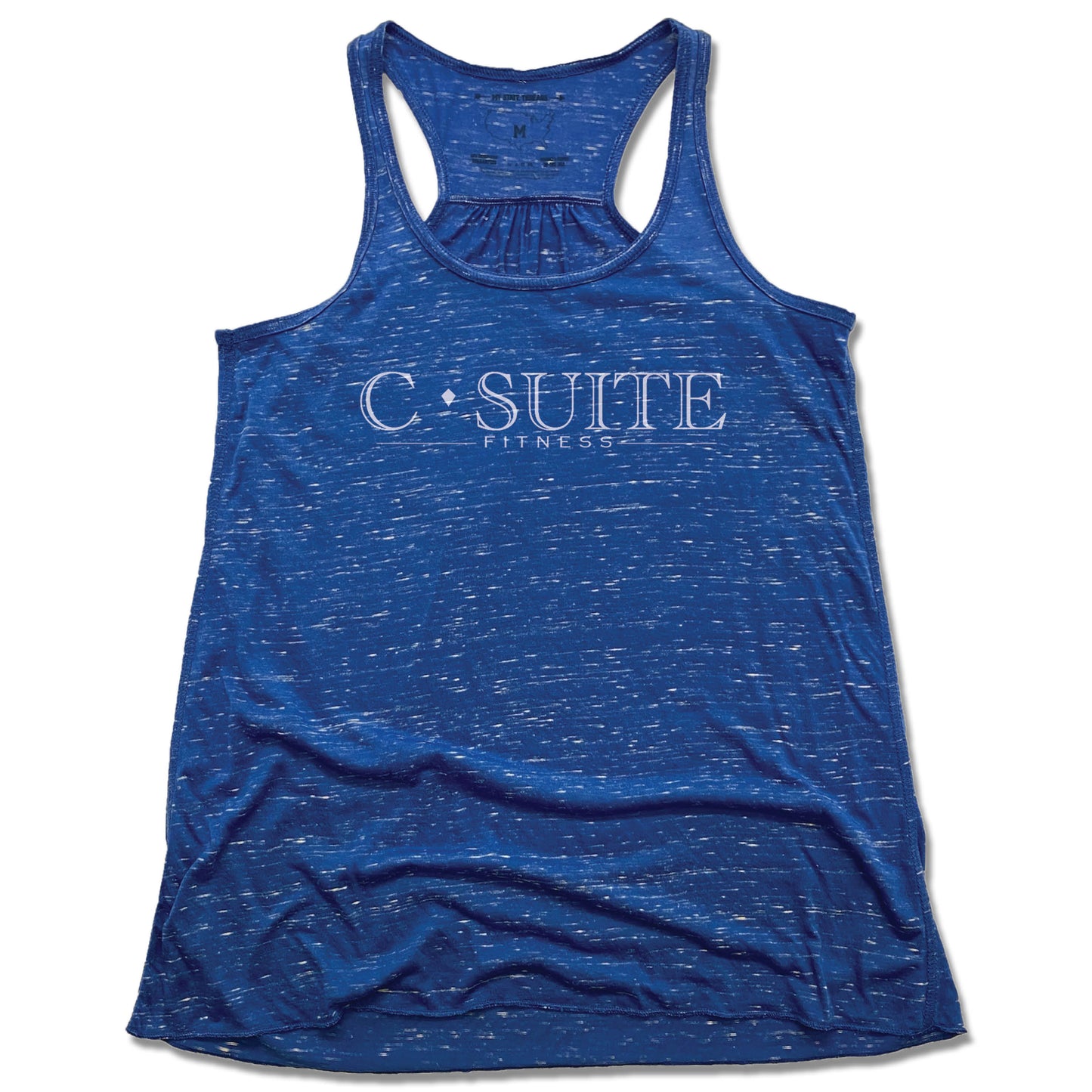 C-SUITE FITNESS | LADIES BLUE FLOWY TANK | WHITE LOGO