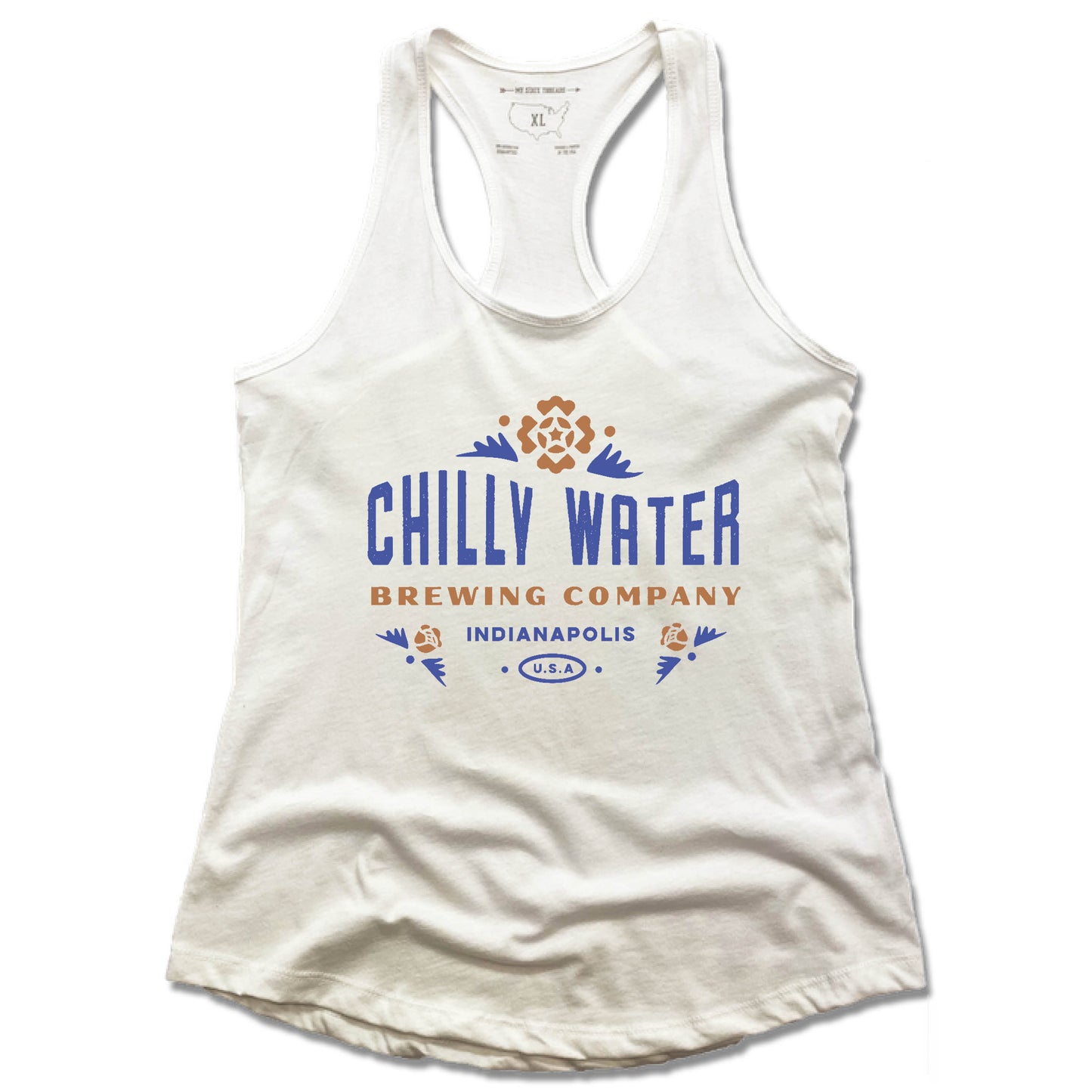 CHILLY WATER BREWING | LADIES WHITE TANK | CWB COLOR LOGO - My State Threads