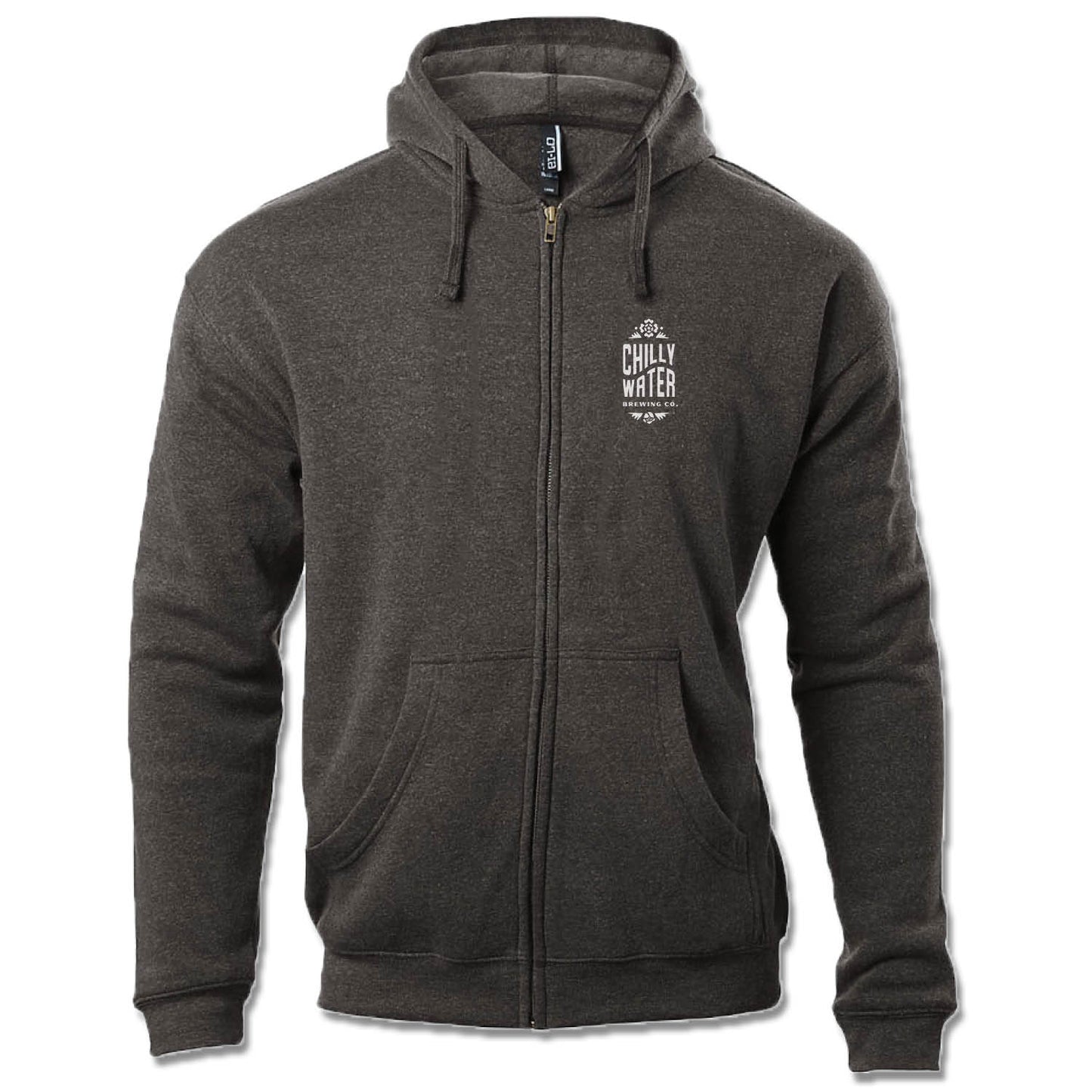 CHILLY WATER BREWING | ZIP HOODIE | CWB VERTICALSPOT WHITE LOGO