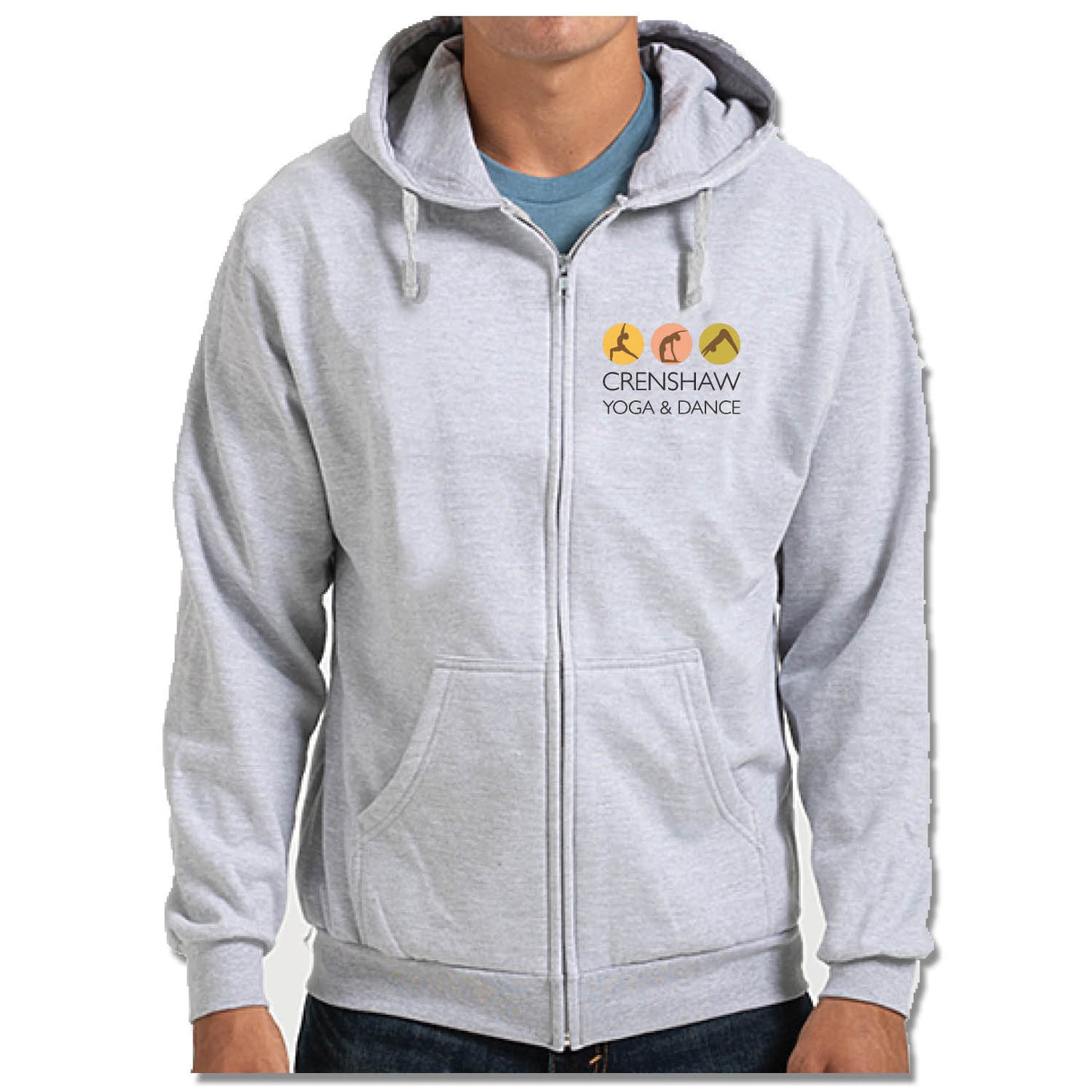 CRENSHAW YOGA & DANCE | LIGHT GRAY ZIP HOODIE | LOGO - My State Threads