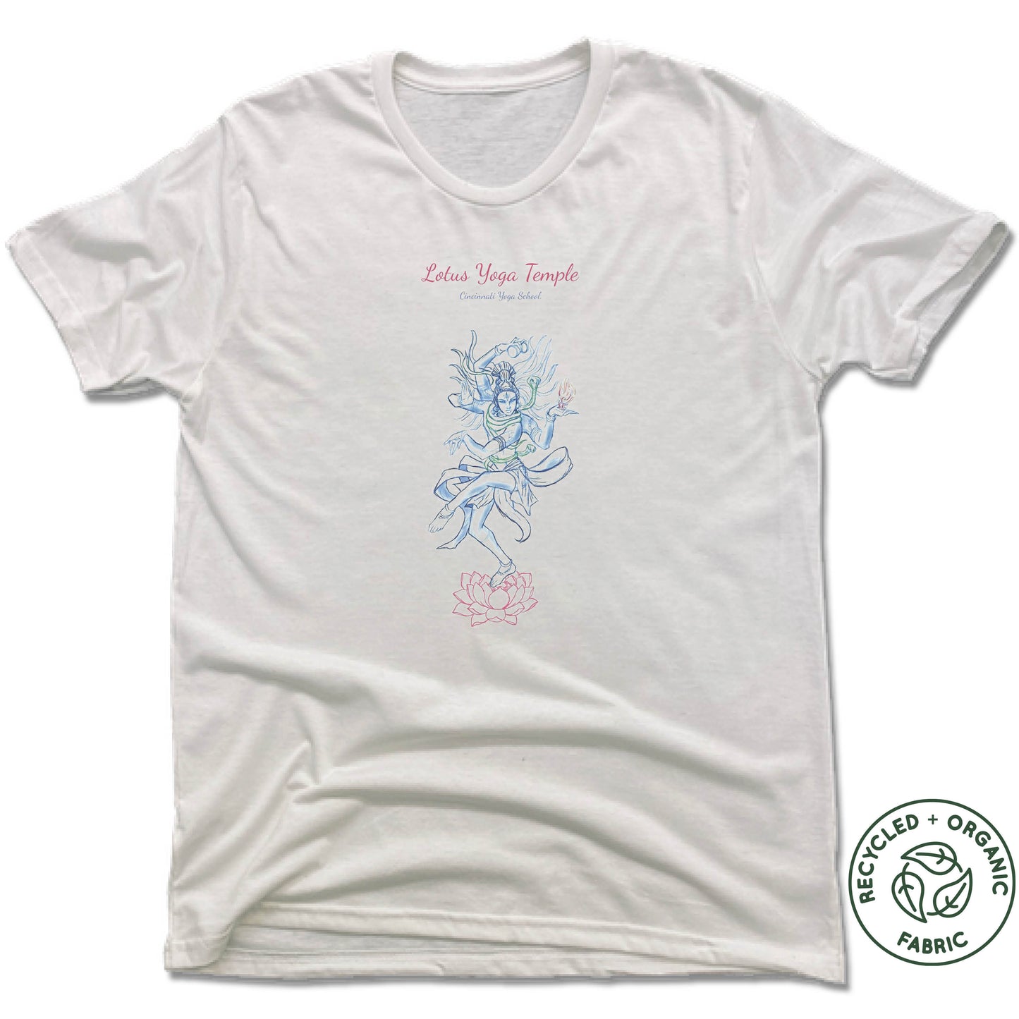 LOTUS YOGA TEMPLE | UNISEX WHITE Recycled Tri-Blend | CINCINNATI YOGA SCHOOL