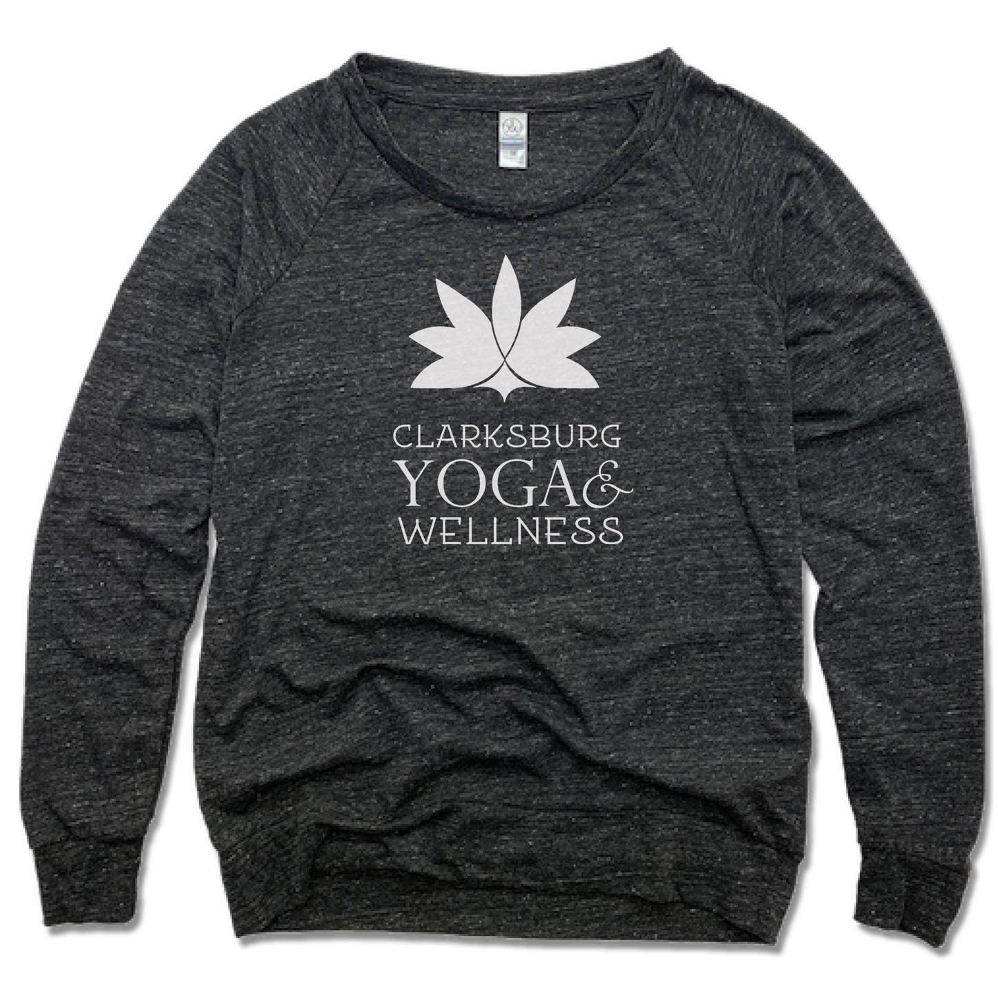 CLARKSBURG YOGA AND WELLNESS | LADIES SLOUCHY | WHITE LOGO