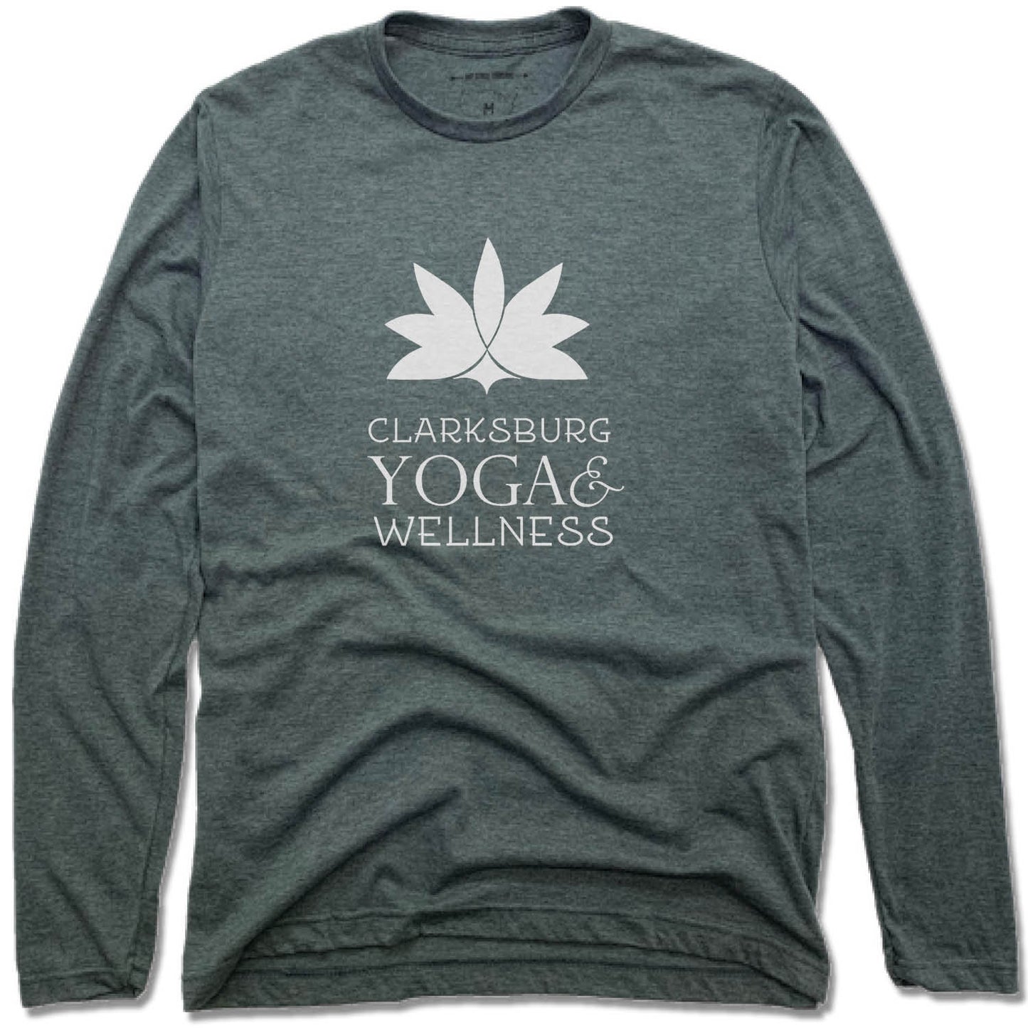 CLARKSBURG YOGA AND WELLNESS | UNISEX LONG SLEEVE TEE | WHITE LOGO - My State Threads