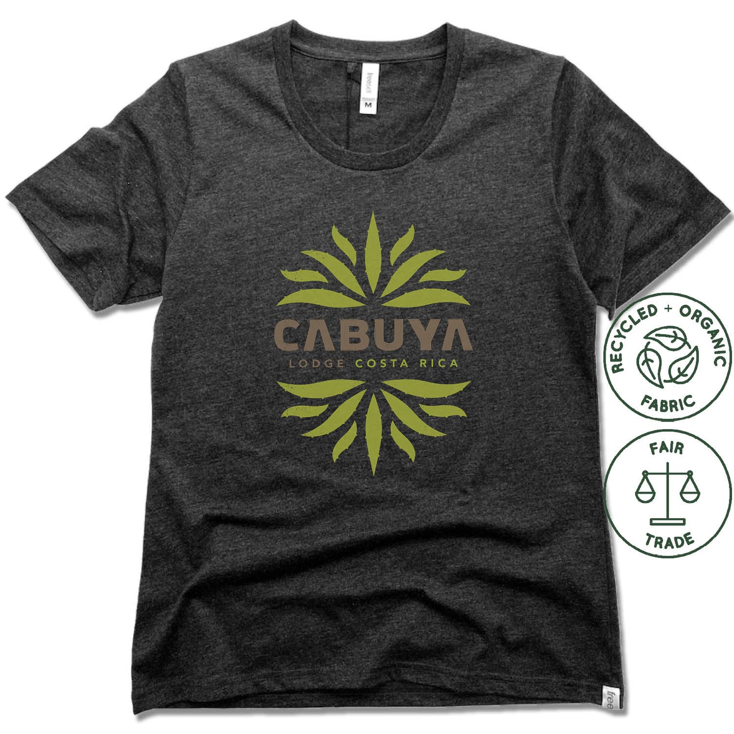 CABUYA LODGE | FAIRTRADE FREESET BLACK LADIES TEE | CABUYA LOGO