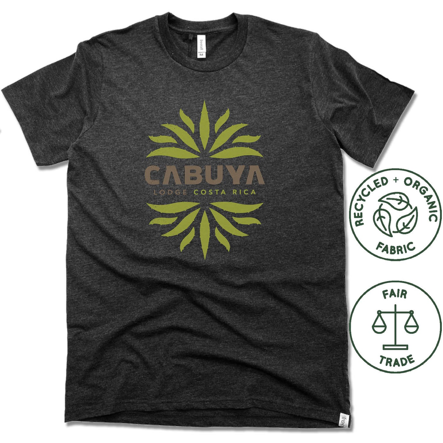 CABUYA LODGE | FAIRTRADE FREESET BLACK UNISEX TEE | CABUYA LOGO