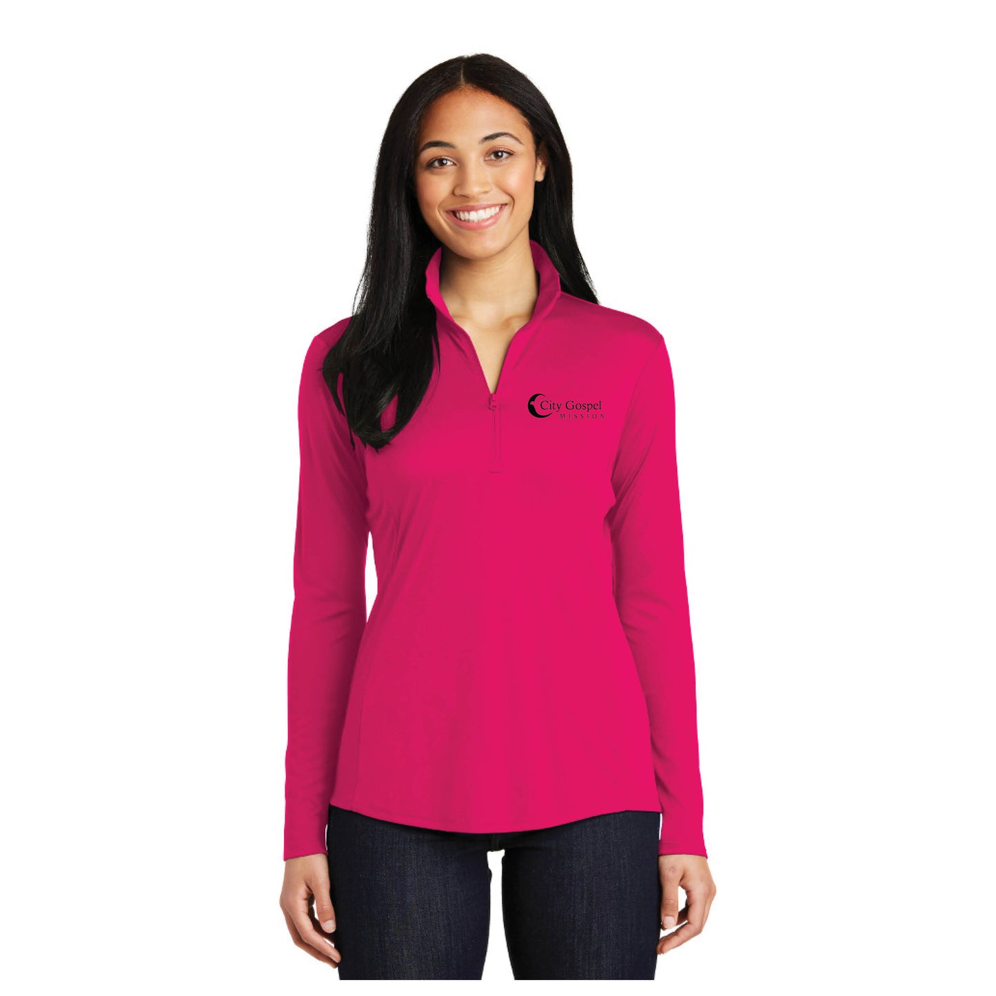 City Gospel Mission Ladies' Quarter Zip Pullover - Left Chest Print