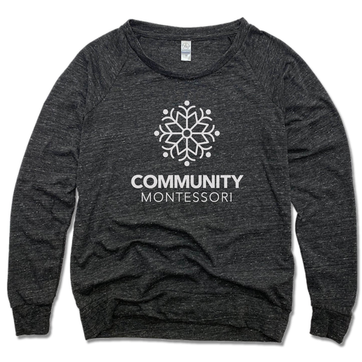 COMMUNITY MONTESSORI | LADIES SLOUCHY | WHITE LOGO