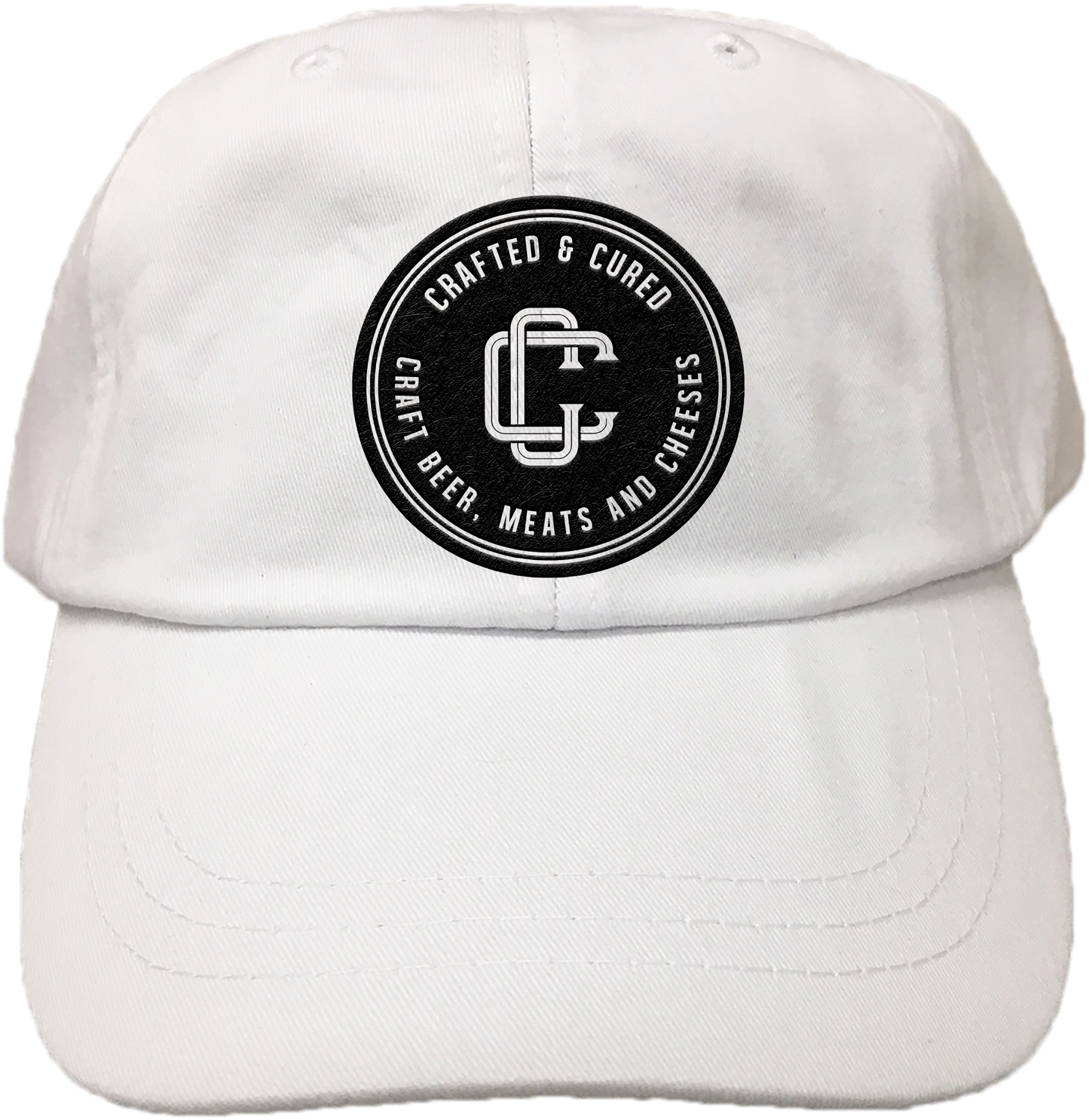 CRAFTED & CURED | EMBROIDERED WHITE HAT | LOGO