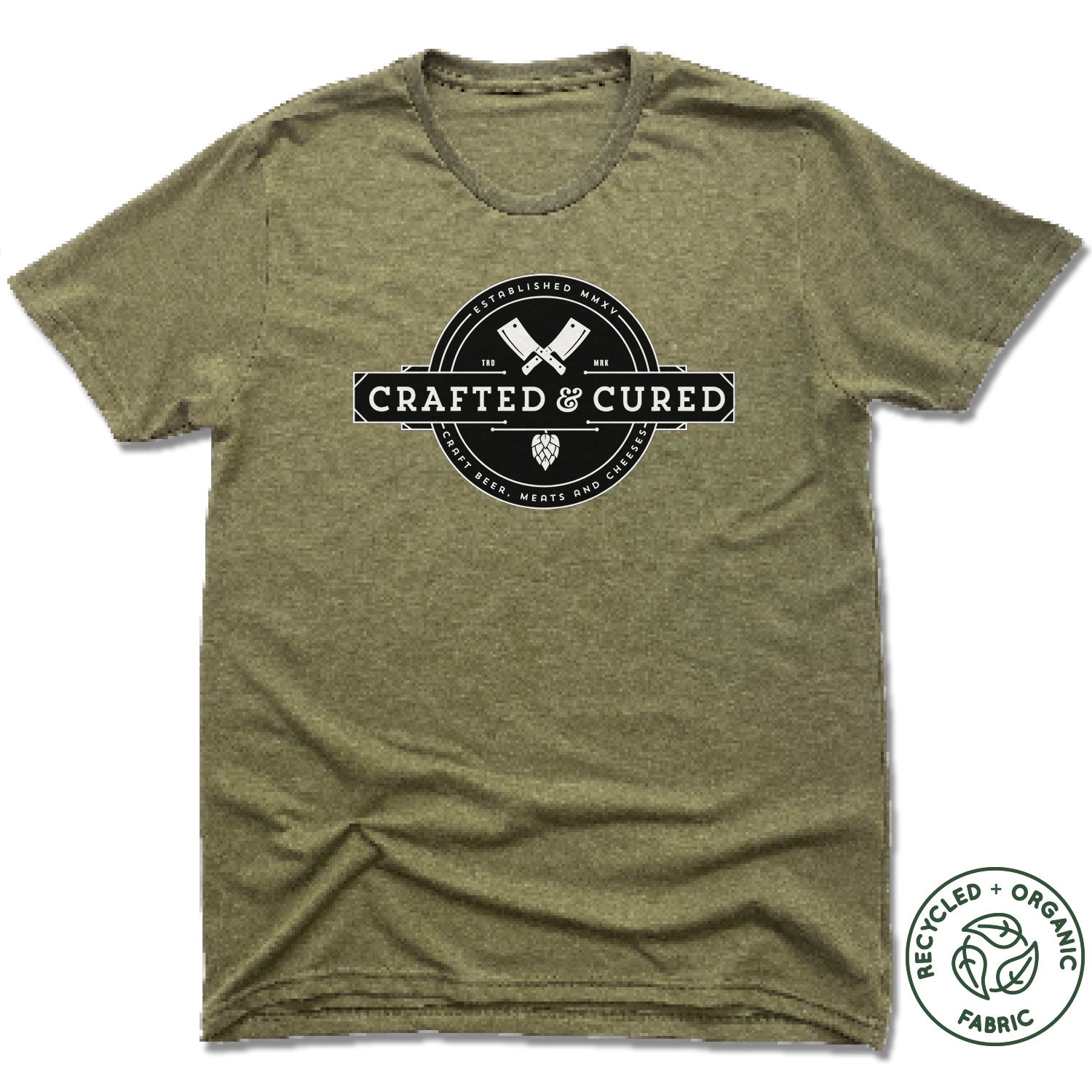 CRAFTED CURED UNISEX OLIVE Recycled Tri-Blend BUTCHER AND