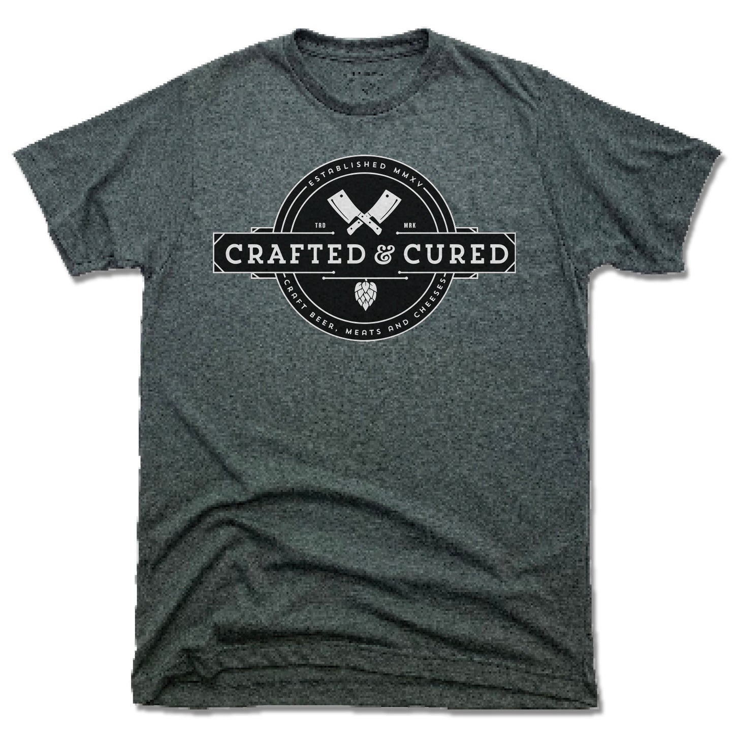 CRAFTED & CURED | UNISEX TEE | BUTCHER AND HOPS LOGO - My State Threads