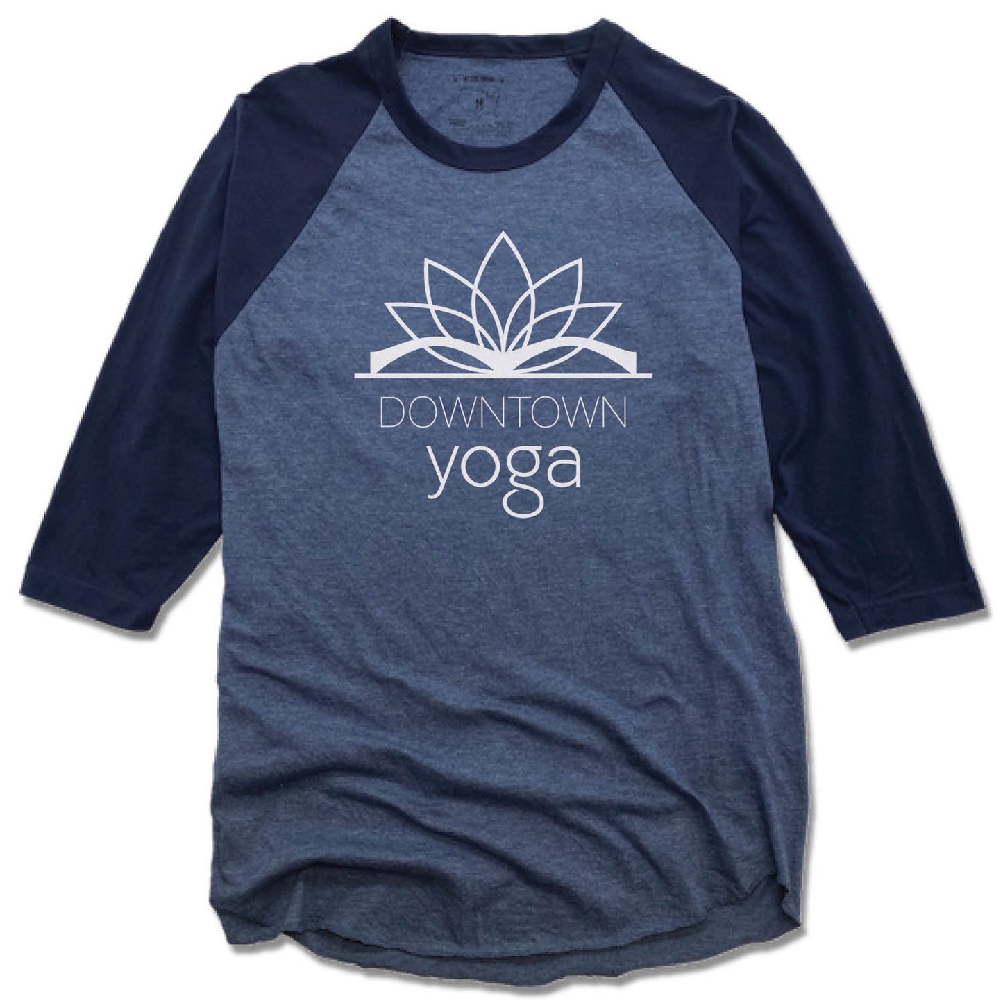DOWNTOWN YOGA | DENIM/NAVY 3/4 SLEEVE | WHITE LOGO