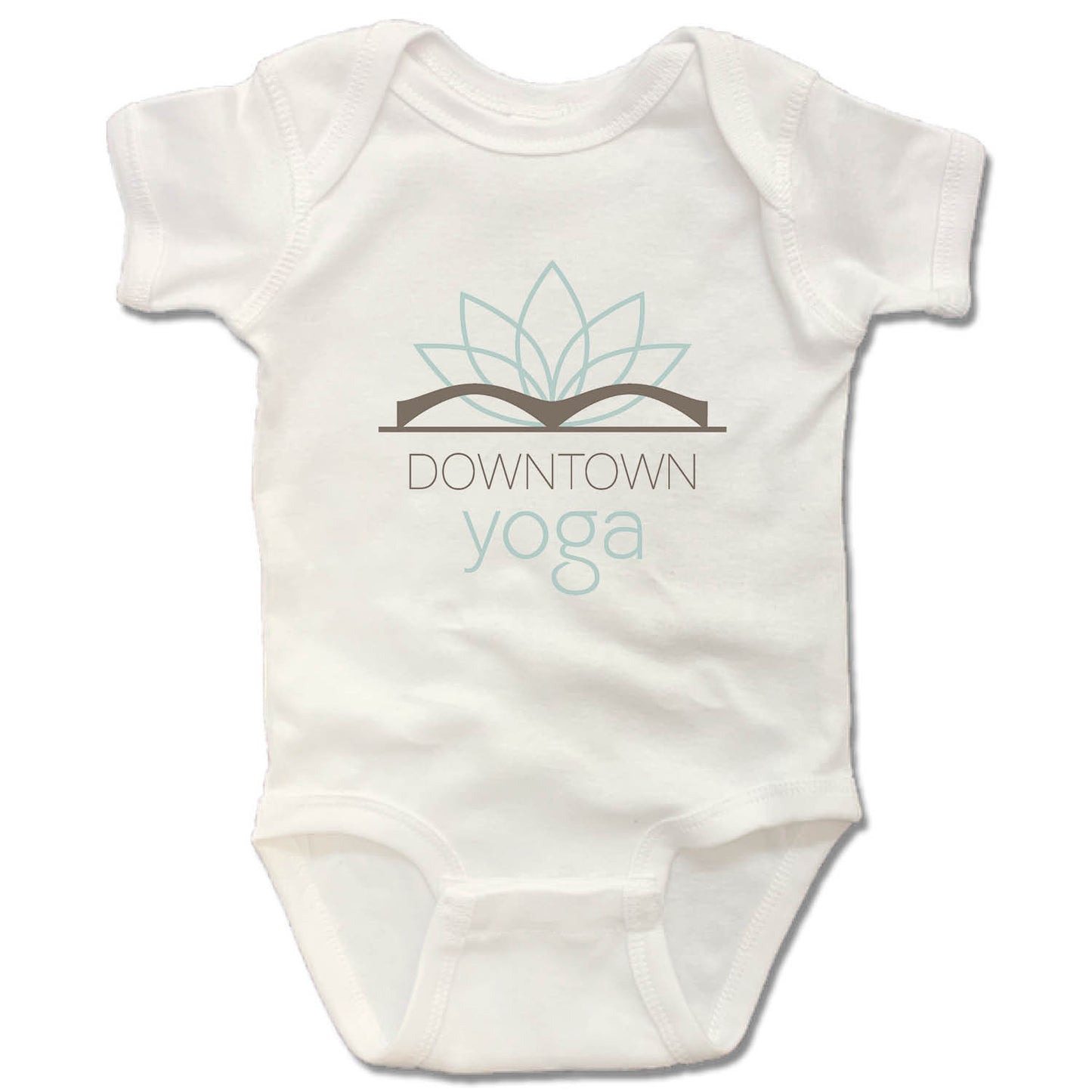 DOWNTOWN YOGA | WHITE ONESIE | COLOR LOGO