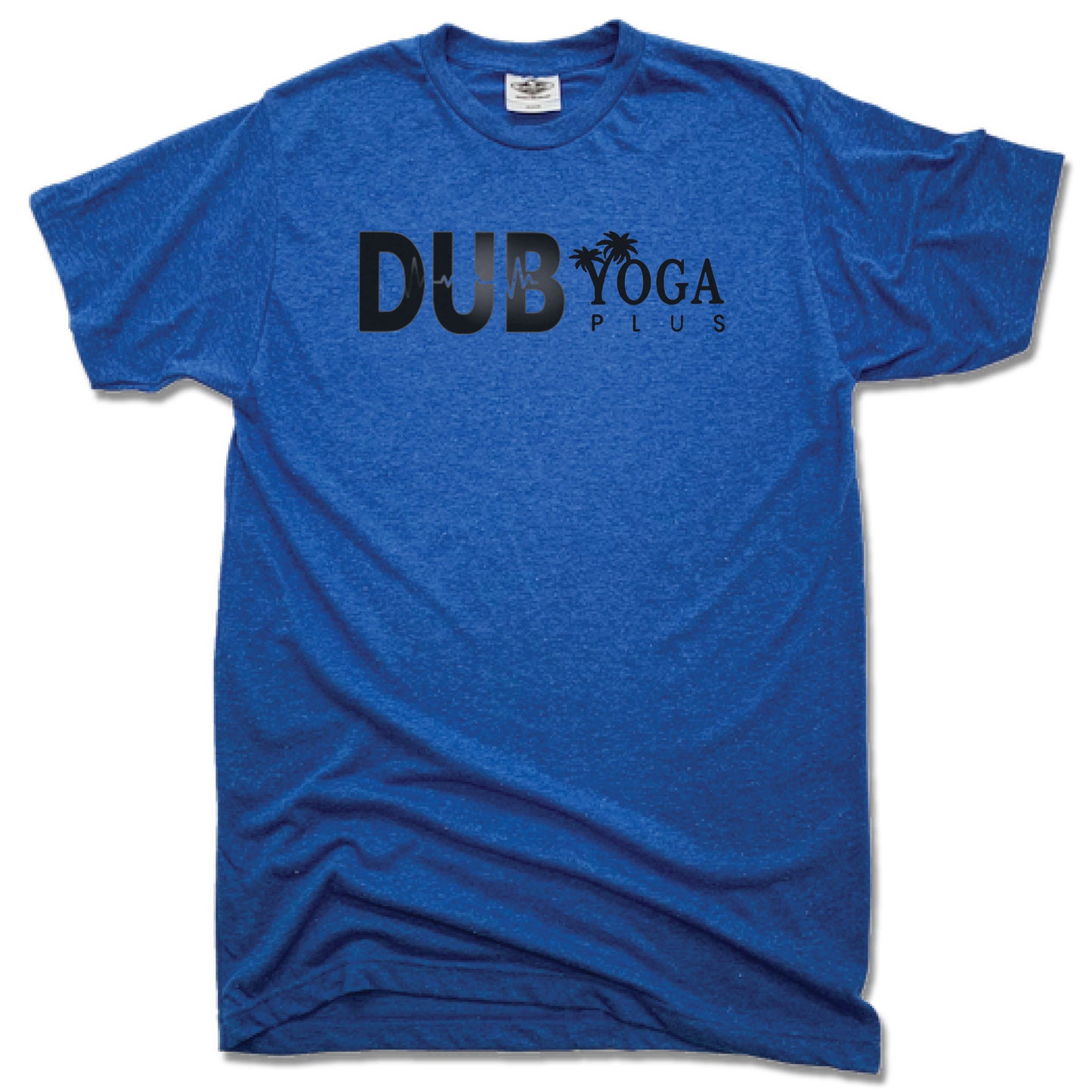 DUB YOGA PLUS | UNISEX BLUE TEE | DUB BLACK LOGO