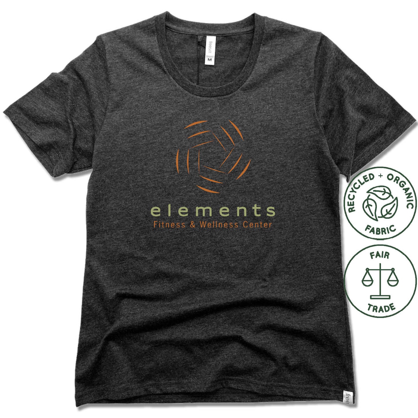 ELEMENTS CENTER | FAIRTRADE FREESET BLACK LADIES TEE | COLOR LOGO