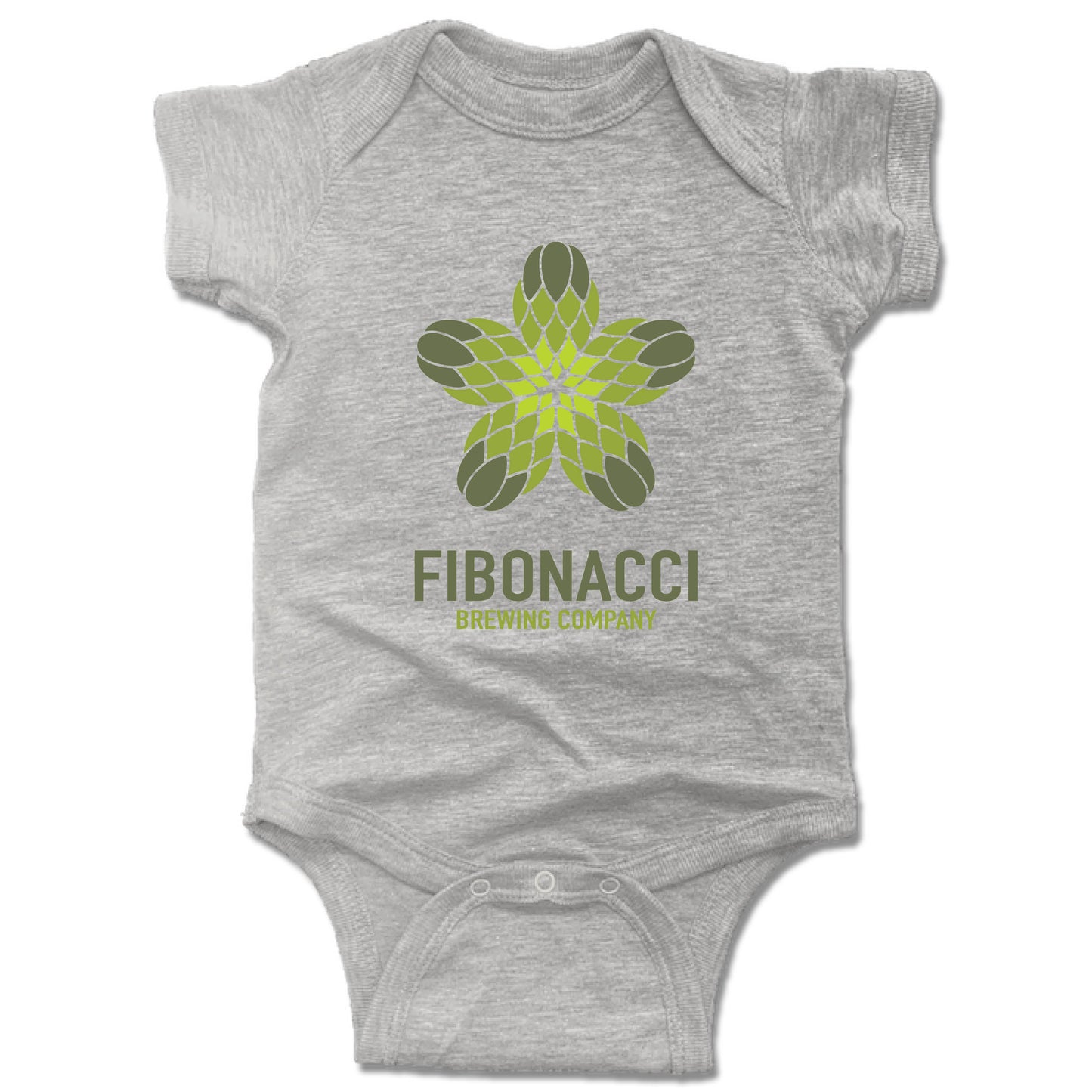 FIBONACCI BREWING COMPANY | GRAY ONESIE | COLOR LOGO
