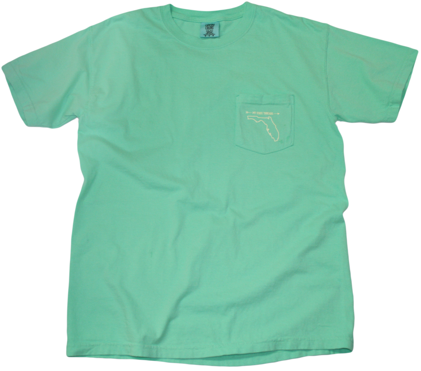 FLORIDA MINT GREEN POCKET TEE | OUTLINE | PALE YELLOW - My State Threads