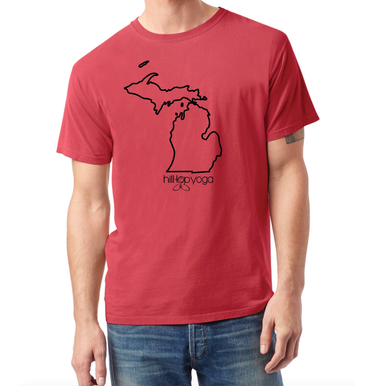 Hilltop Yoga | CRIMSON COMFORTWASH TEE | Michigan
