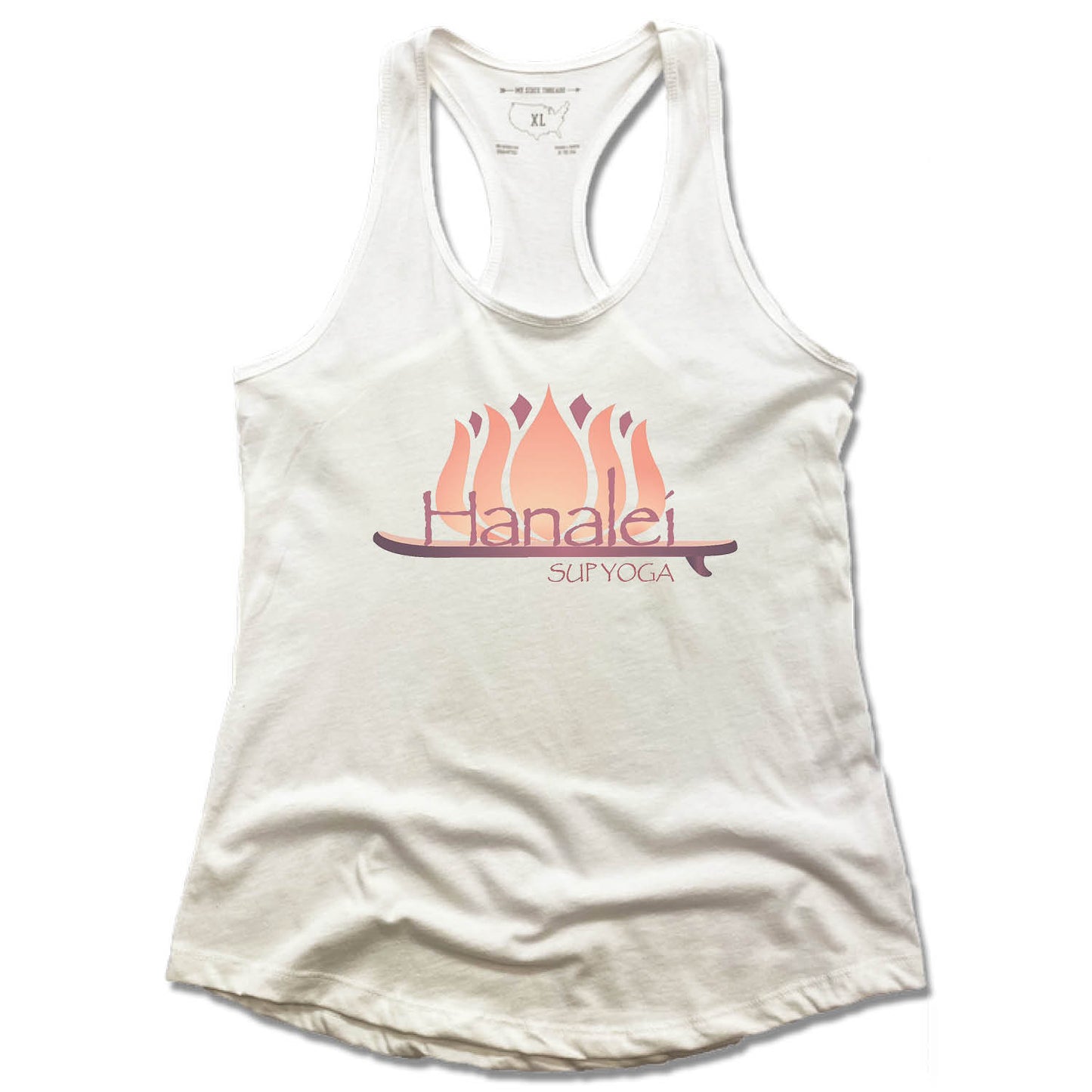 HANALEI SUP YOGA | LADIES WHITE TANK | COLOR LOGO