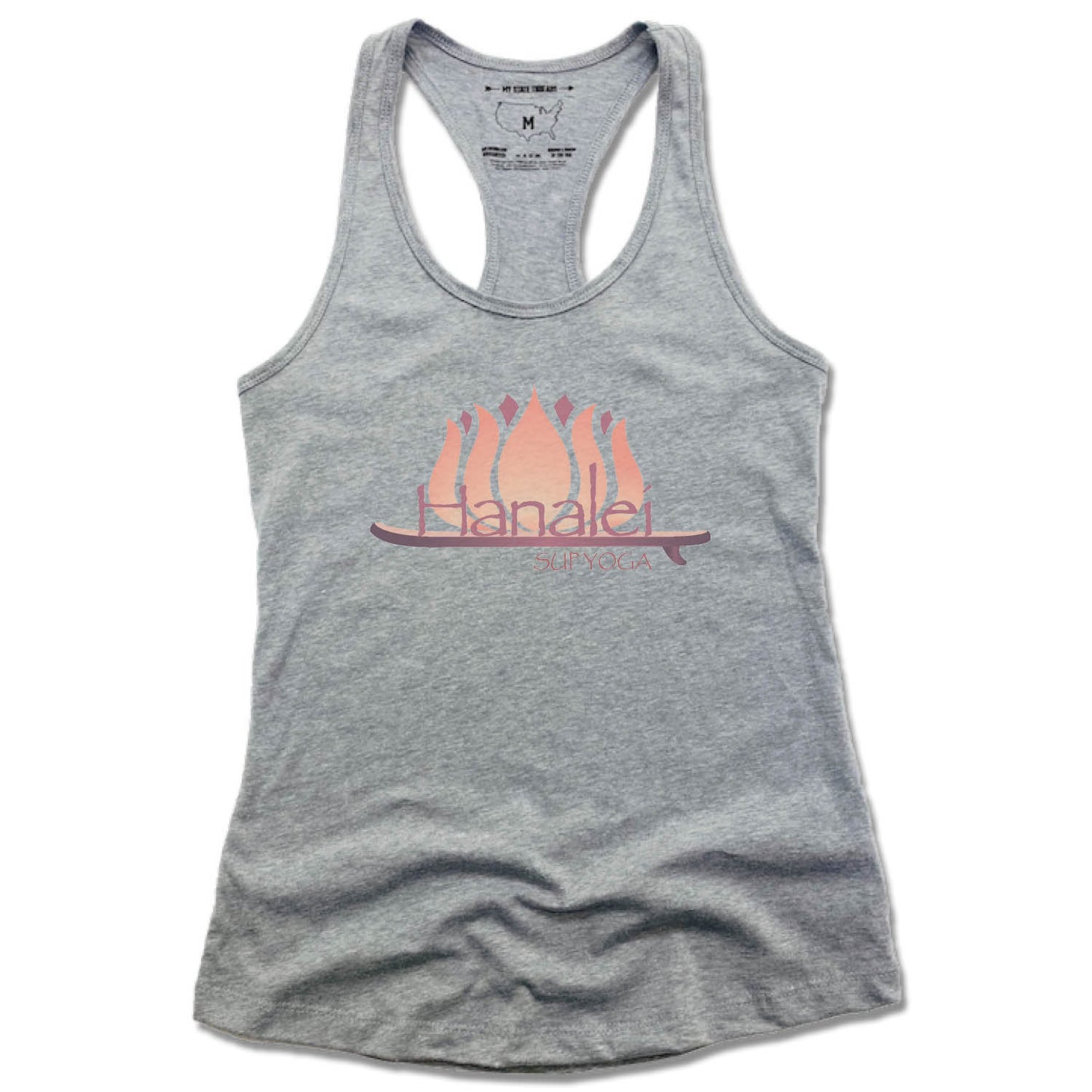 HANALEI SUP YOGA | LADIES GRAY TANK | COLOR LOGO
