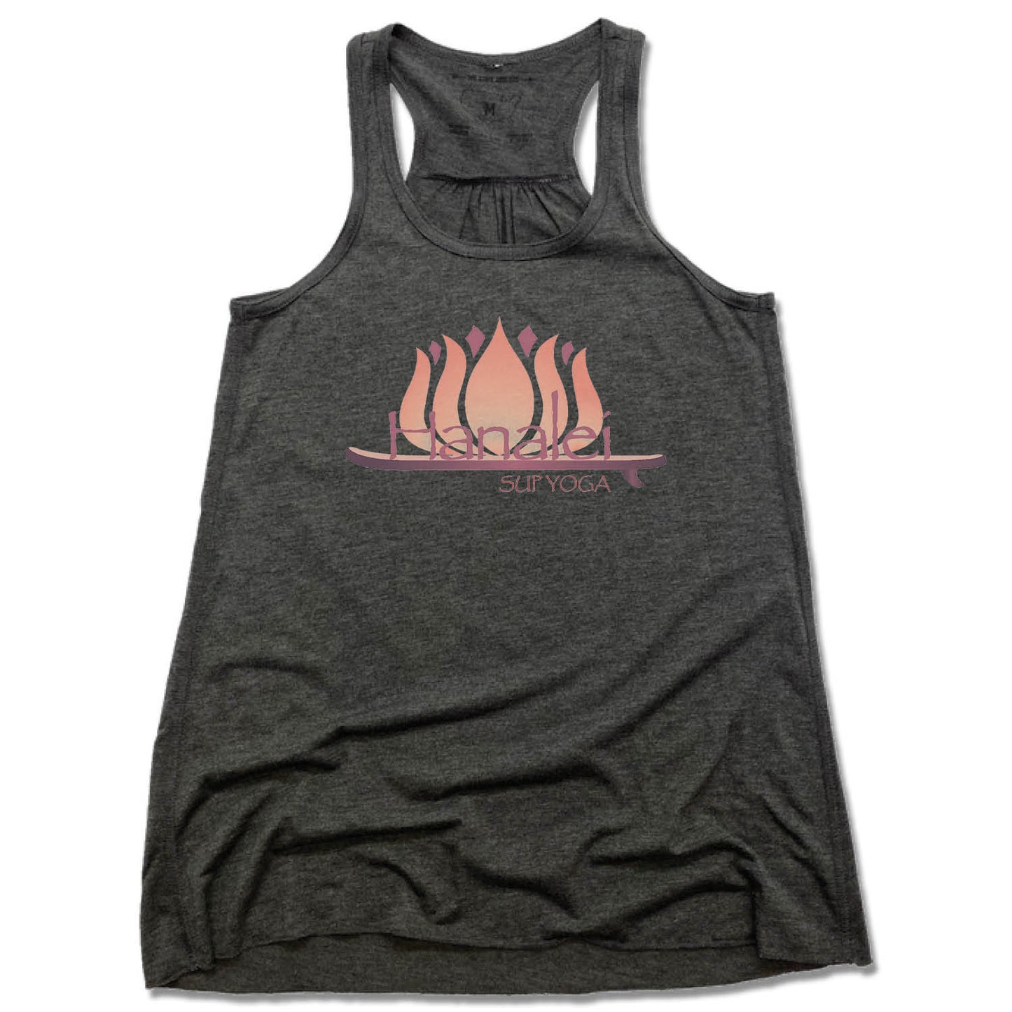 HANALEI SUP YOGA | LADIES GRAY FLOWY TANK | COLOR LOGO - My State Threads