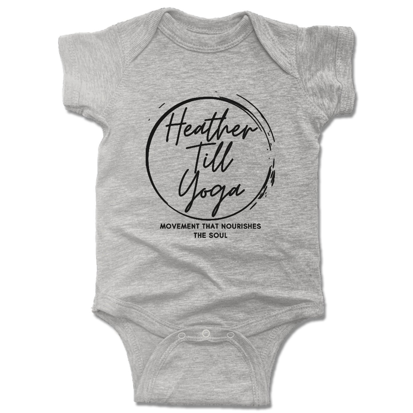 Heather Till Yoga | GRAY ONESIE | Black Logo