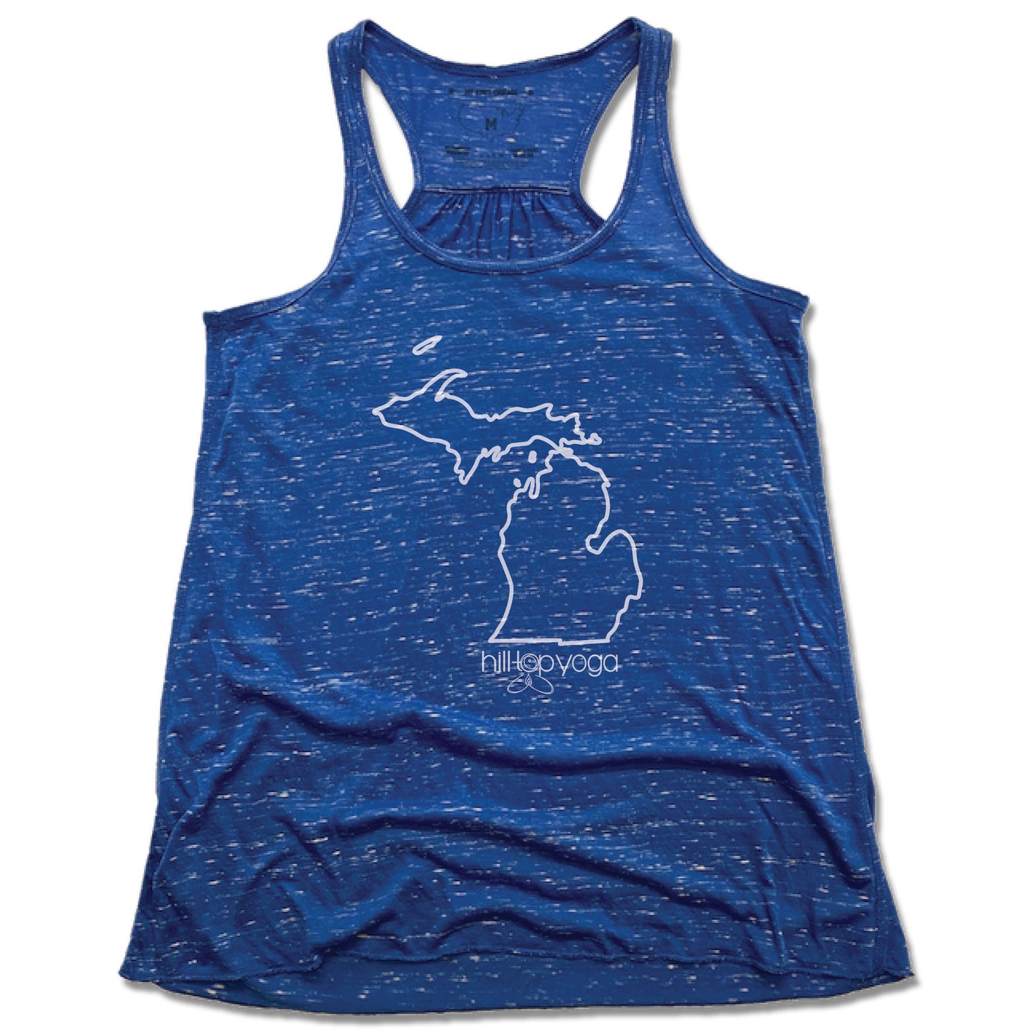 Hilltop Yoga | LADIES BLUE FLOWY TANK | Michigan White