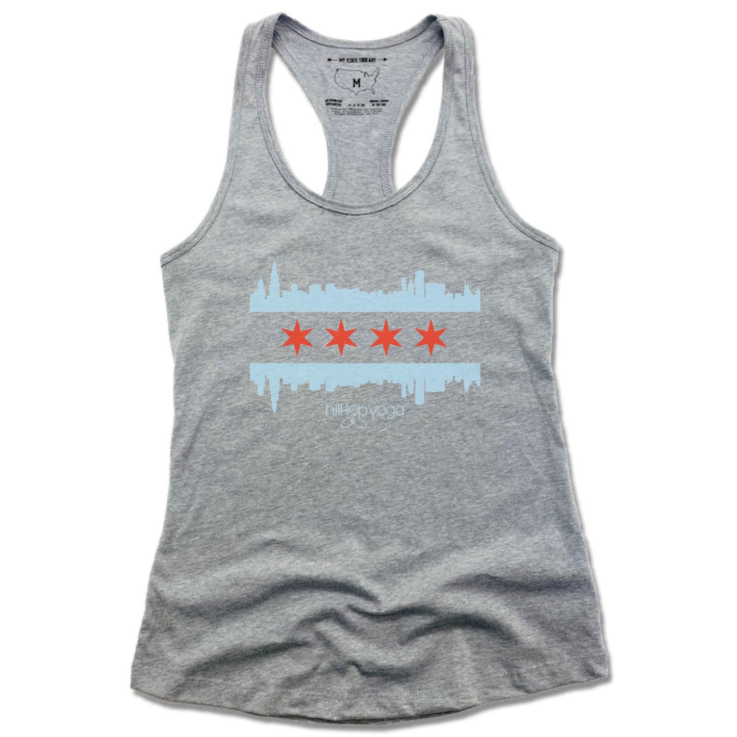 HILLTOP YOGA | LADIES GRAY TANK | FLAG