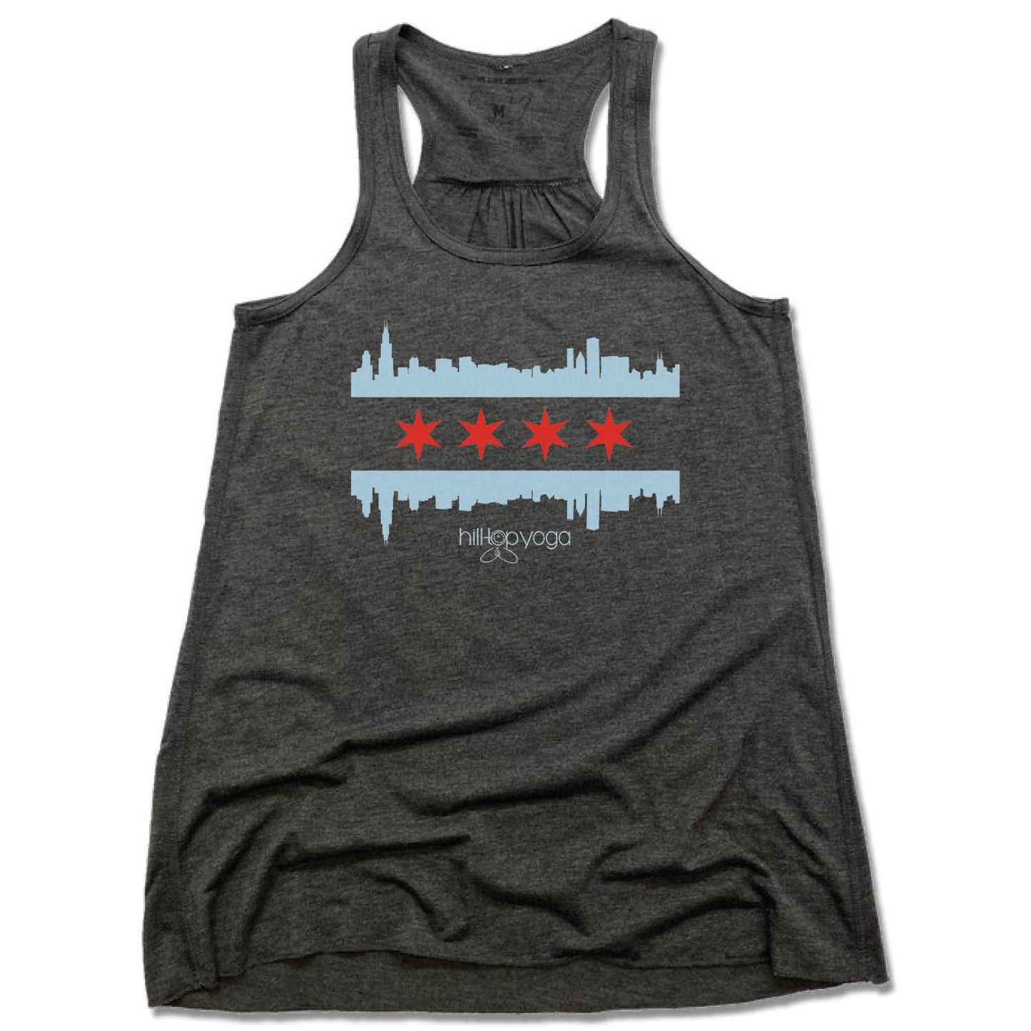 HILLTOP YOGA | LADIES GRAY FLOWY TANK | FLAG