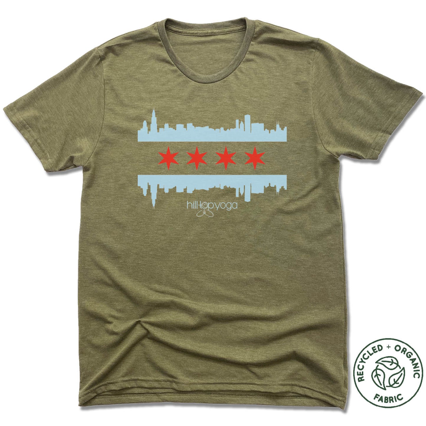 HILLTOP YOGA | UNISEX OLIVE Recycled Tri-Blend | FLAG